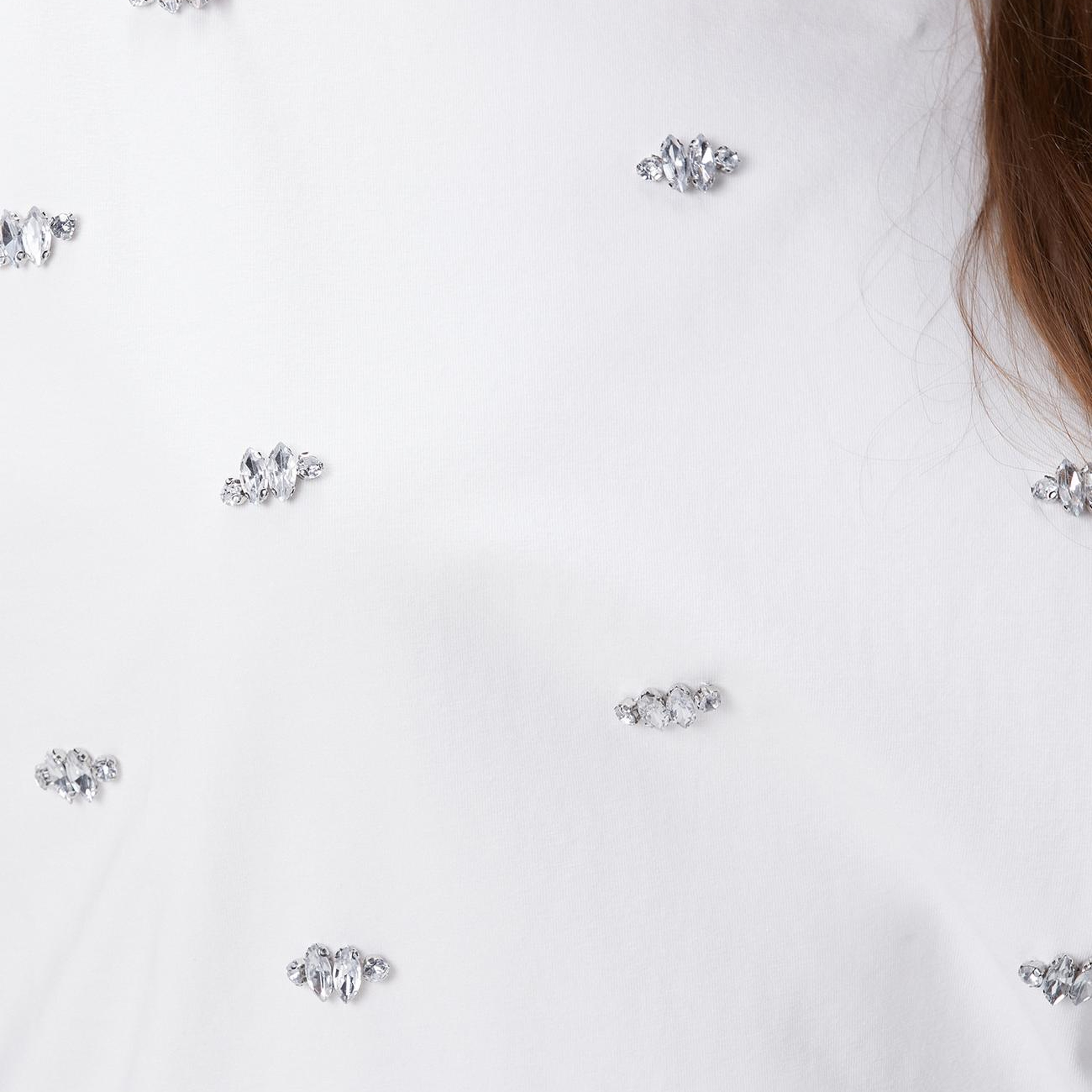 Network Kadın Kırık Beyaz İri Taş Baskı Detaylı T-shirt