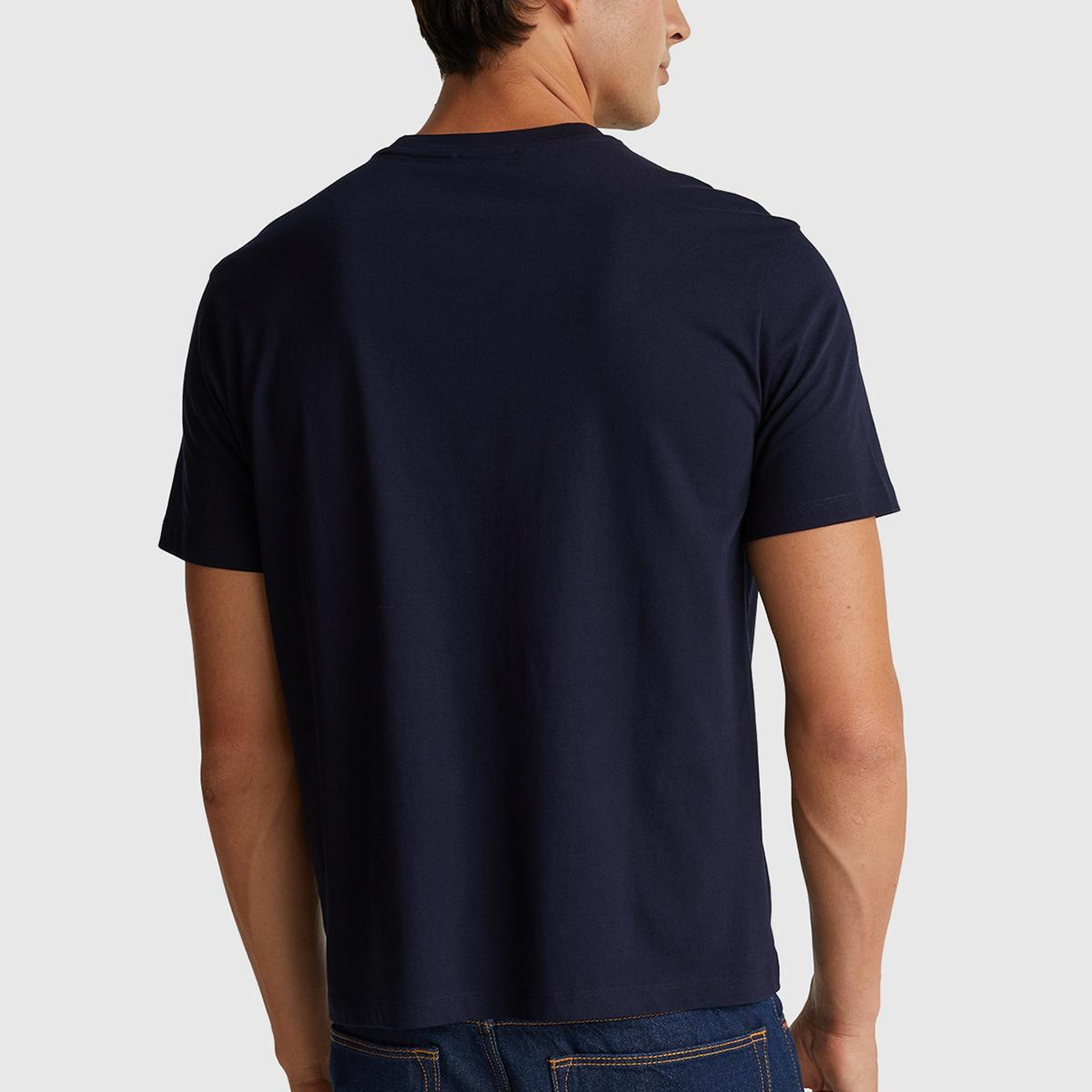 Erkek Lacivert-UCB %100 Pamuk Önü Logo Baskılı Relax Fit T-Shirt