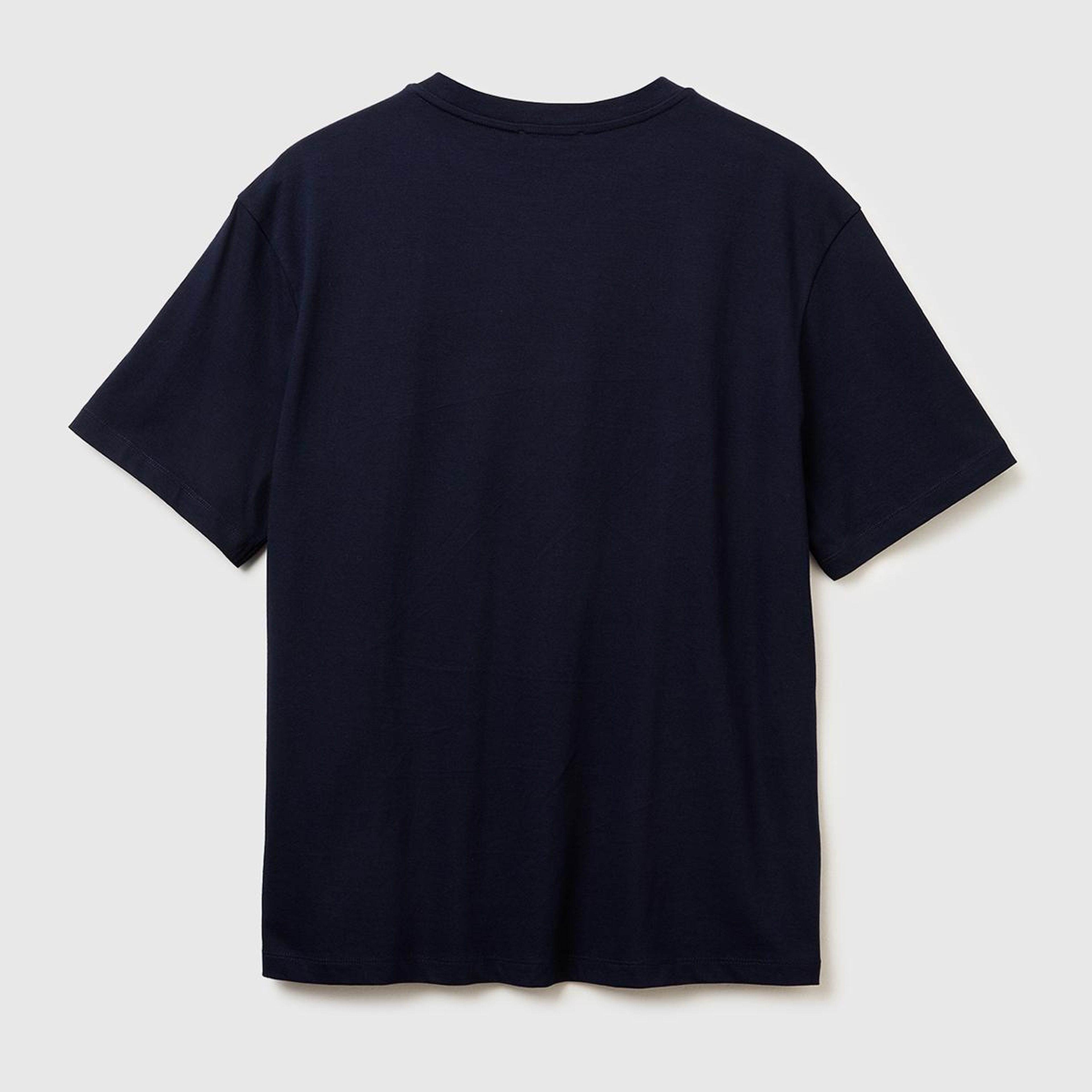 Erkek Lacivert-UCB %100 Pamuk Önü Logo Baskılı Relax Fit T-Shirt