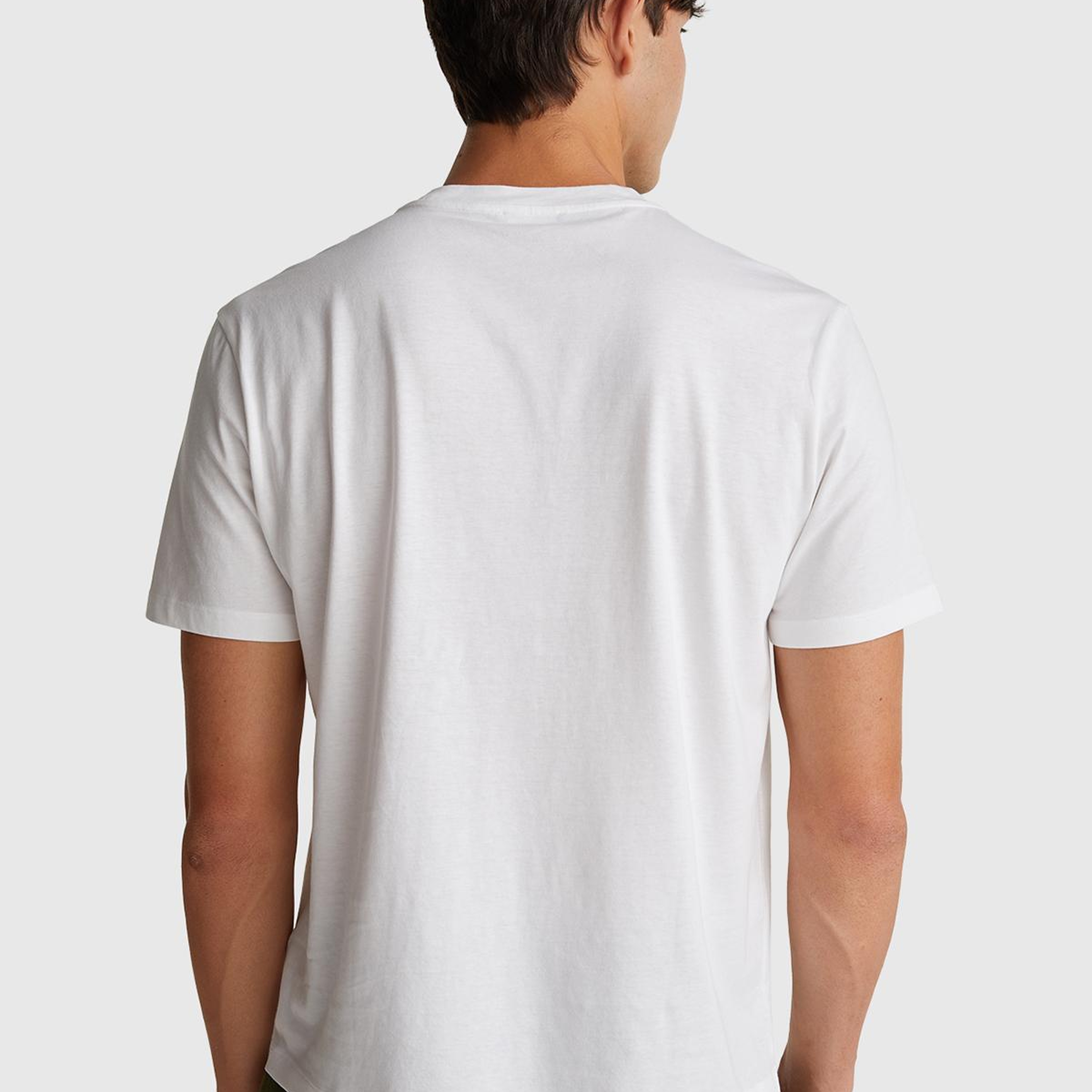 Erkek Beyaz-Renkli Baskılı %100 Pamuk Önü Logo Baskılı Relax Fit T-Shirt