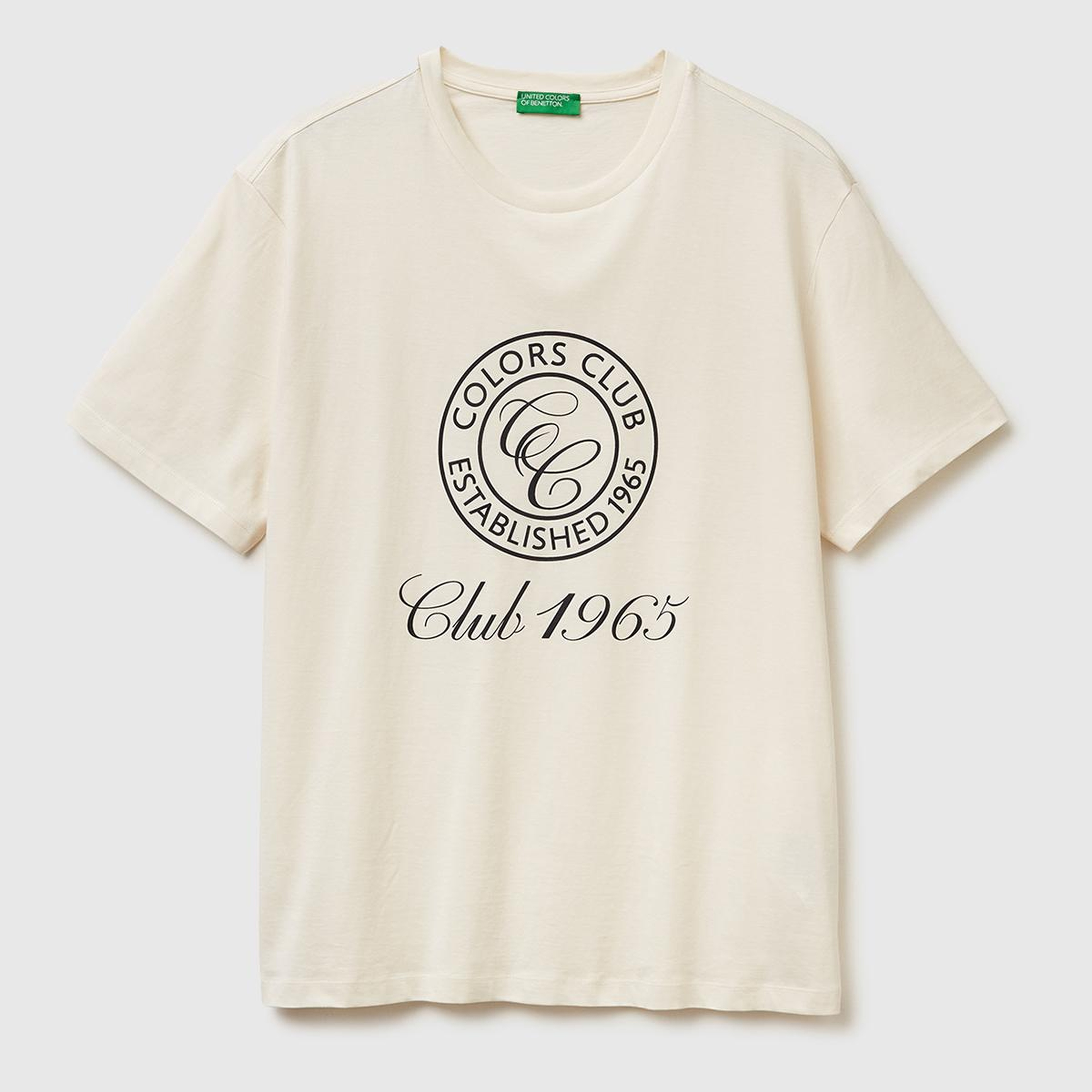 Erkek Beyaz-Renkli Yazılı %100 Pamuk Önü Logo Baskılı Relax Fit T-Shirt