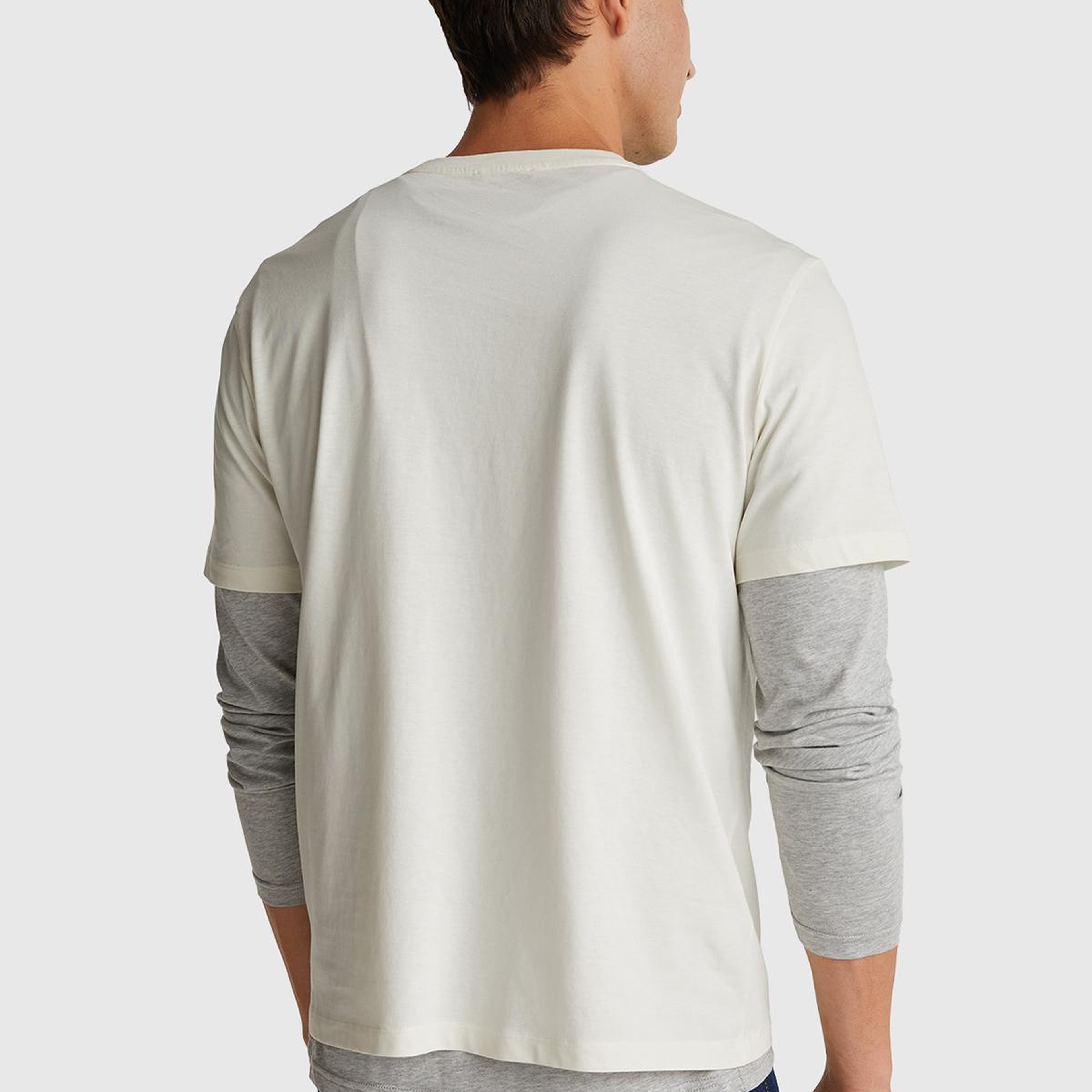 Erkek Beyaz-Renkli Yazılı %100 Pamuk Önü Logo Baskılı Relax Fit T-Shirt