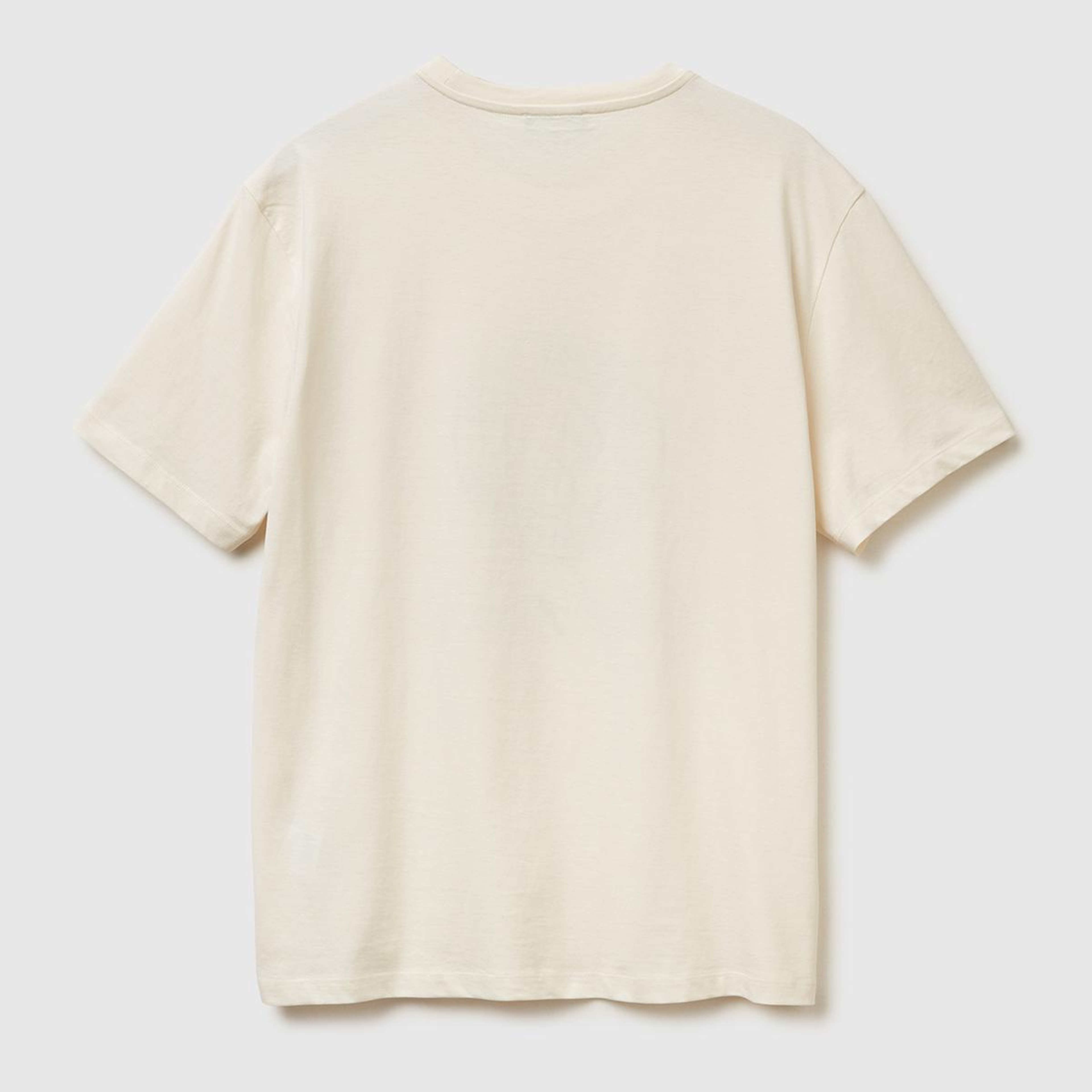 Erkek Beyaz-Renkli Yazılı %100 Pamuk Önü Logo Baskılı Relax Fit T-Shirt