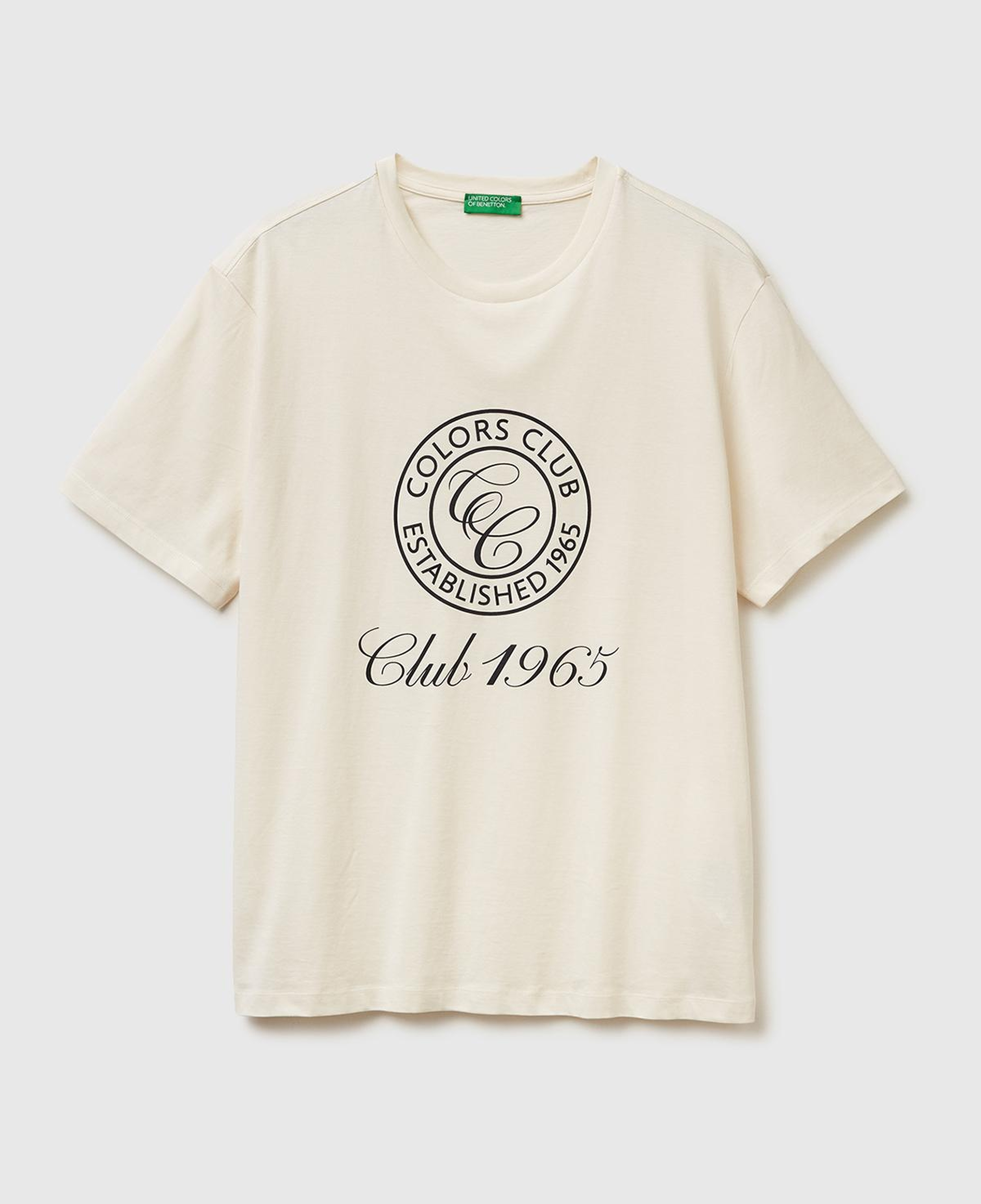 Erkek Beyaz-Renkli Yazılı %100 Pamuk Önü Logo Baskılı Relax Fit T-Shirt