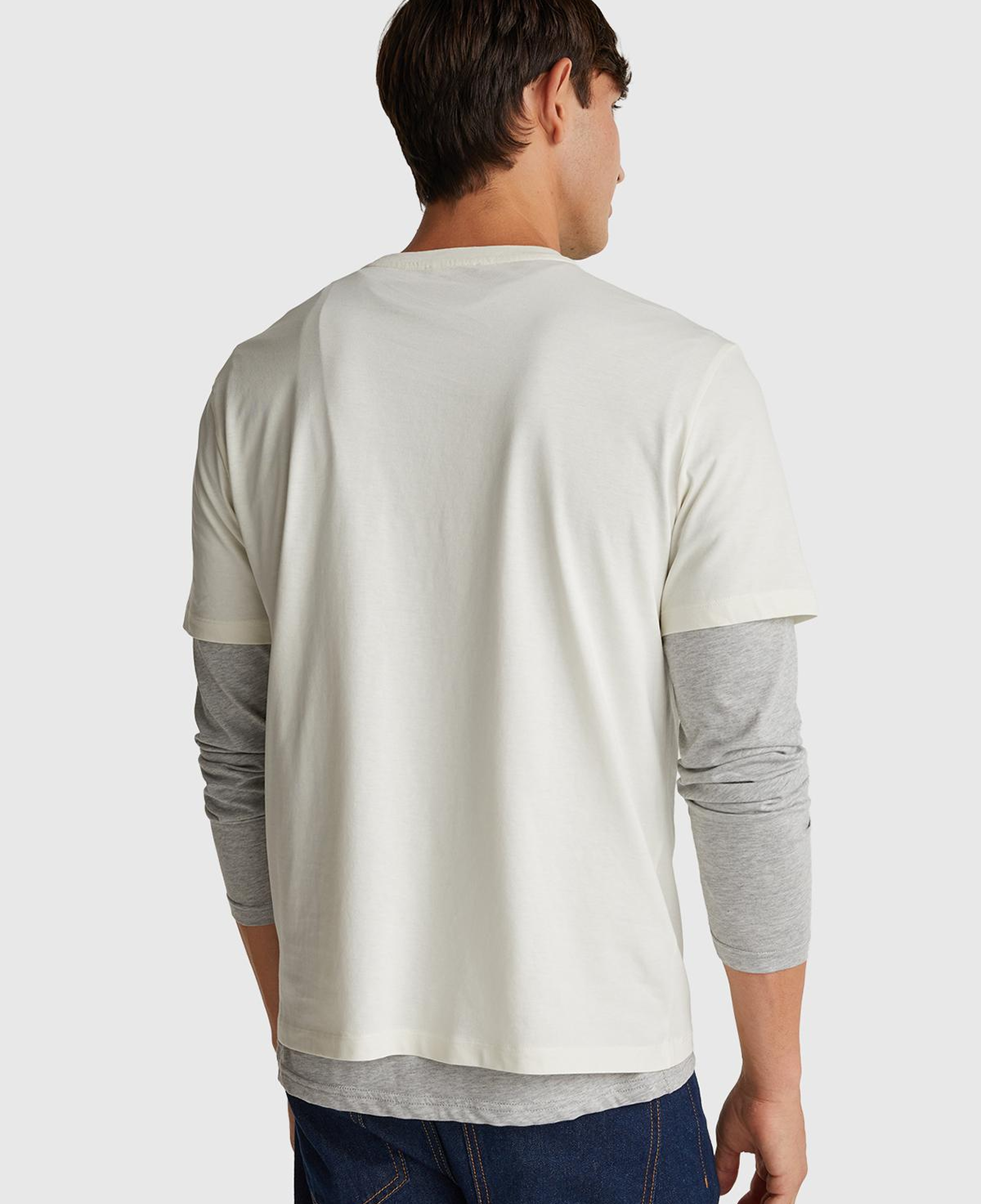Erkek Beyaz-Renkli Yazılı %100 Pamuk Önü Logo Baskılı Relax Fit T-Shirt