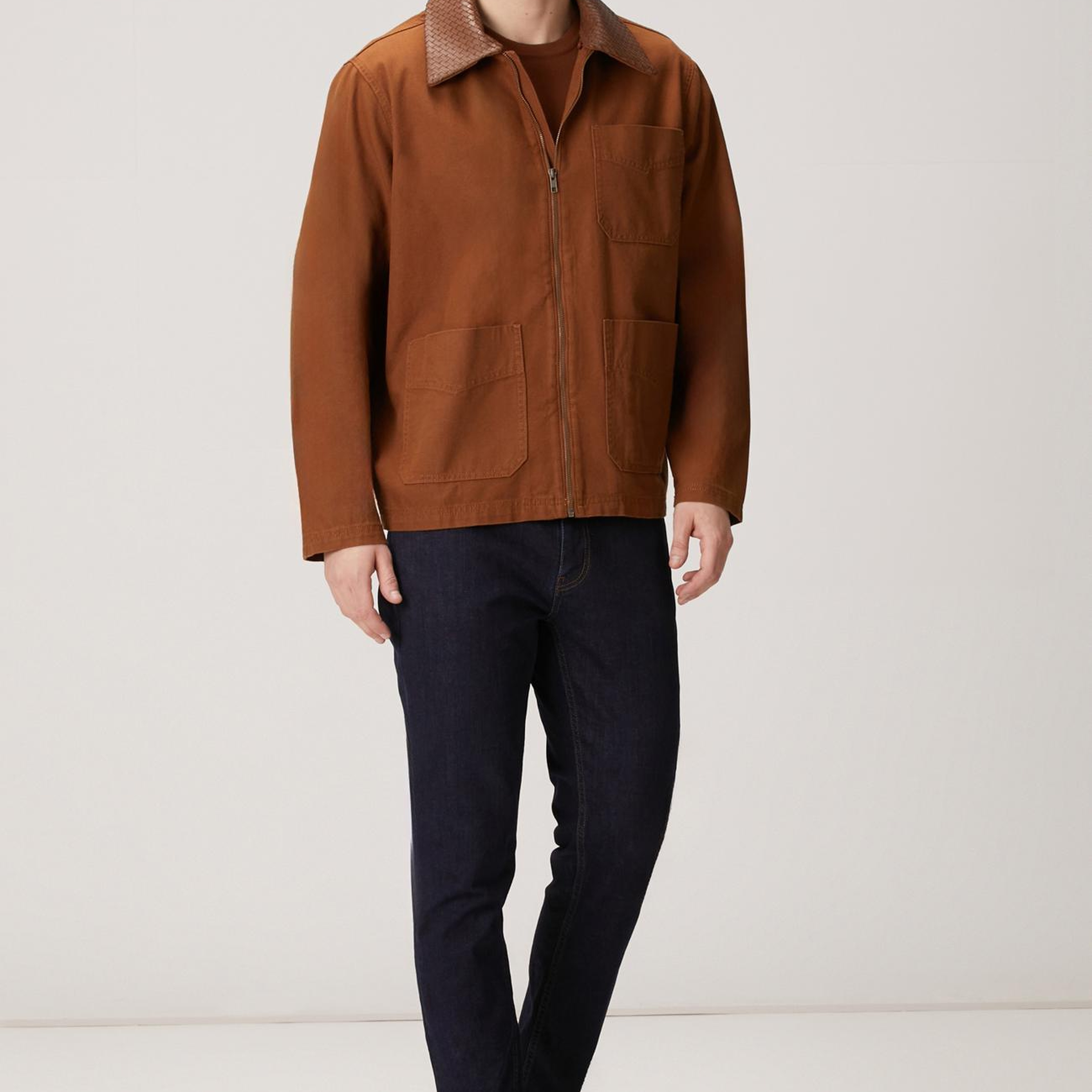 Network Erkek Camel Süet Detaylı Denim Ceket