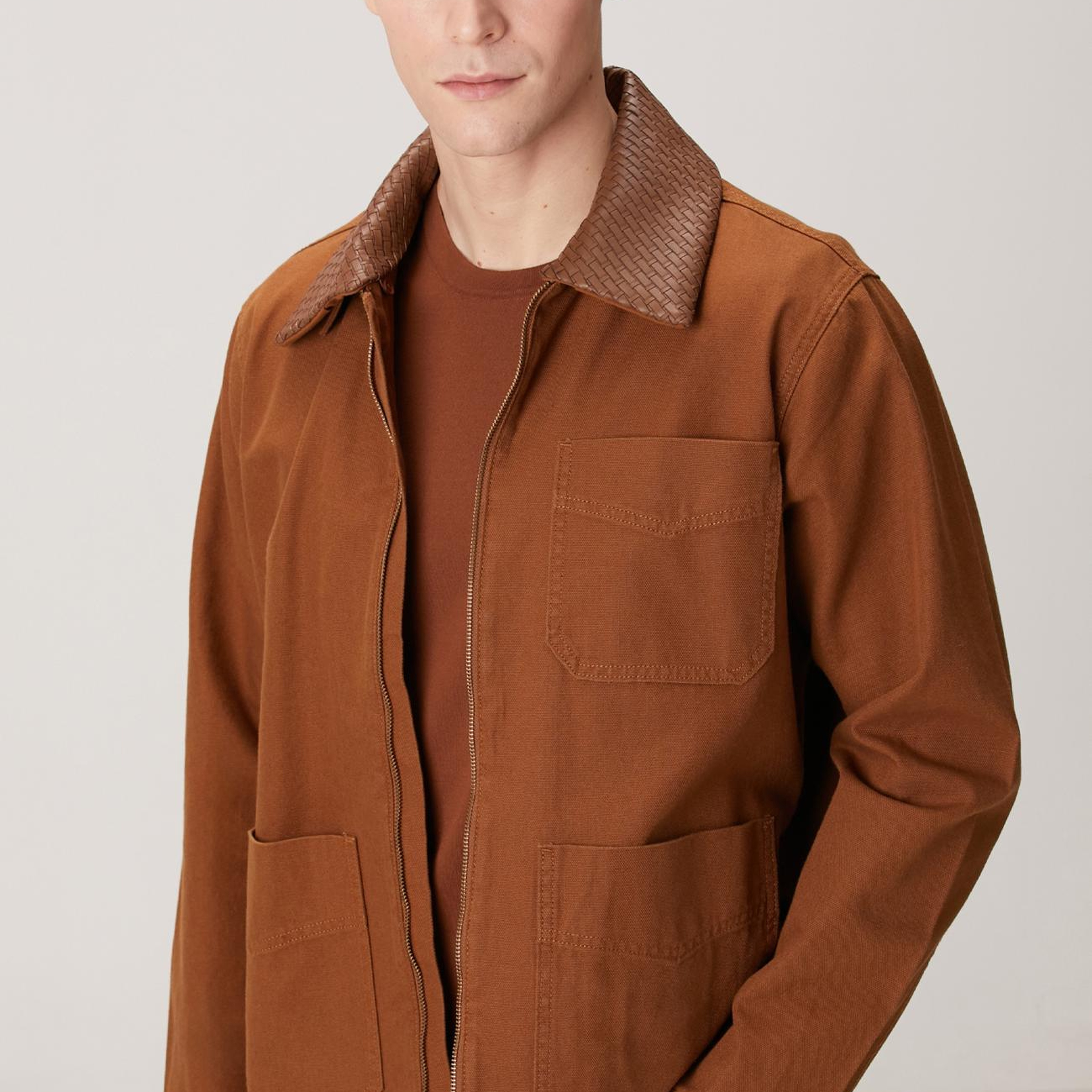 Network Erkek Camel Süet Detaylı Denim Ceket