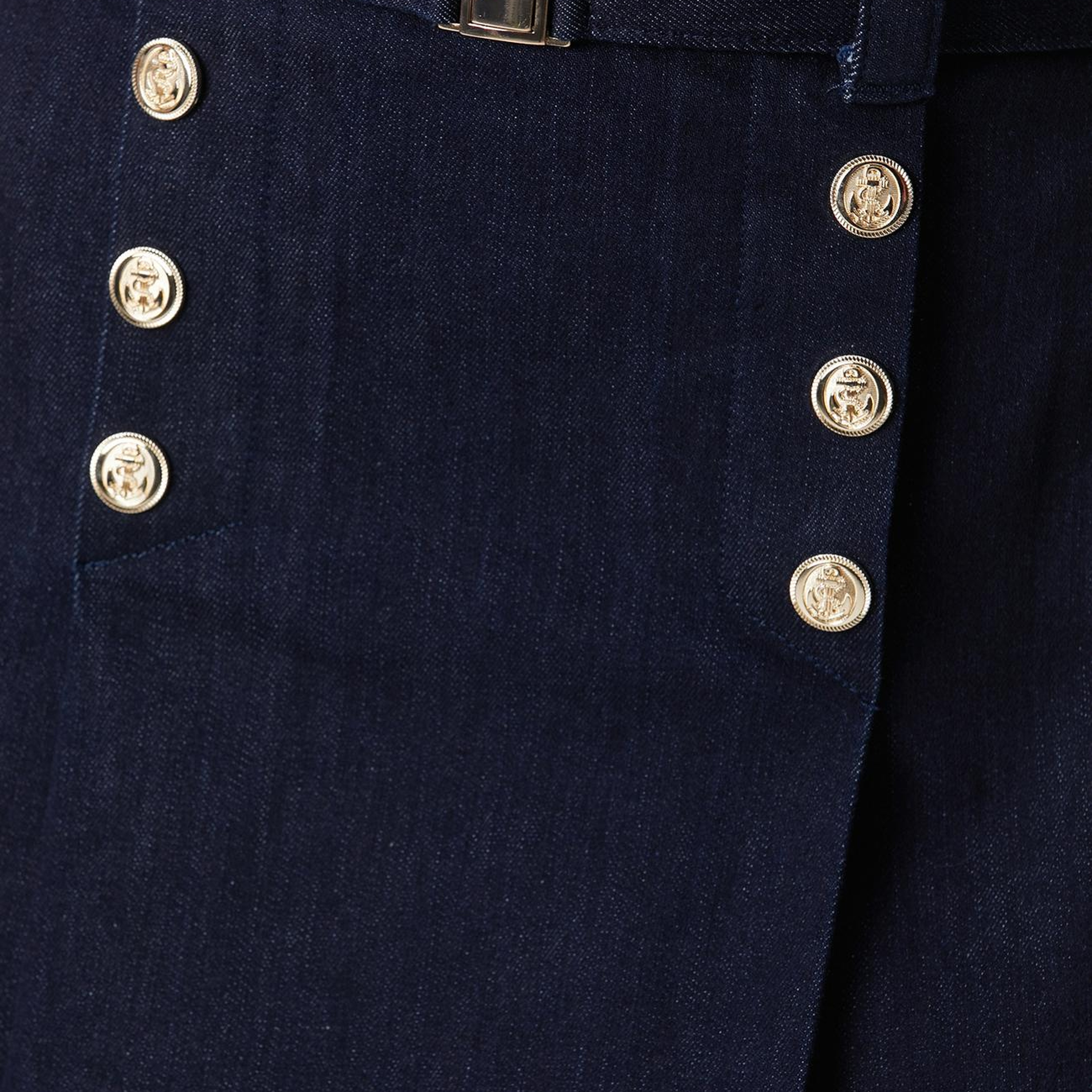 Network Kadın Koyu Indigo Mavi Kemer Detaylı Denim Etek