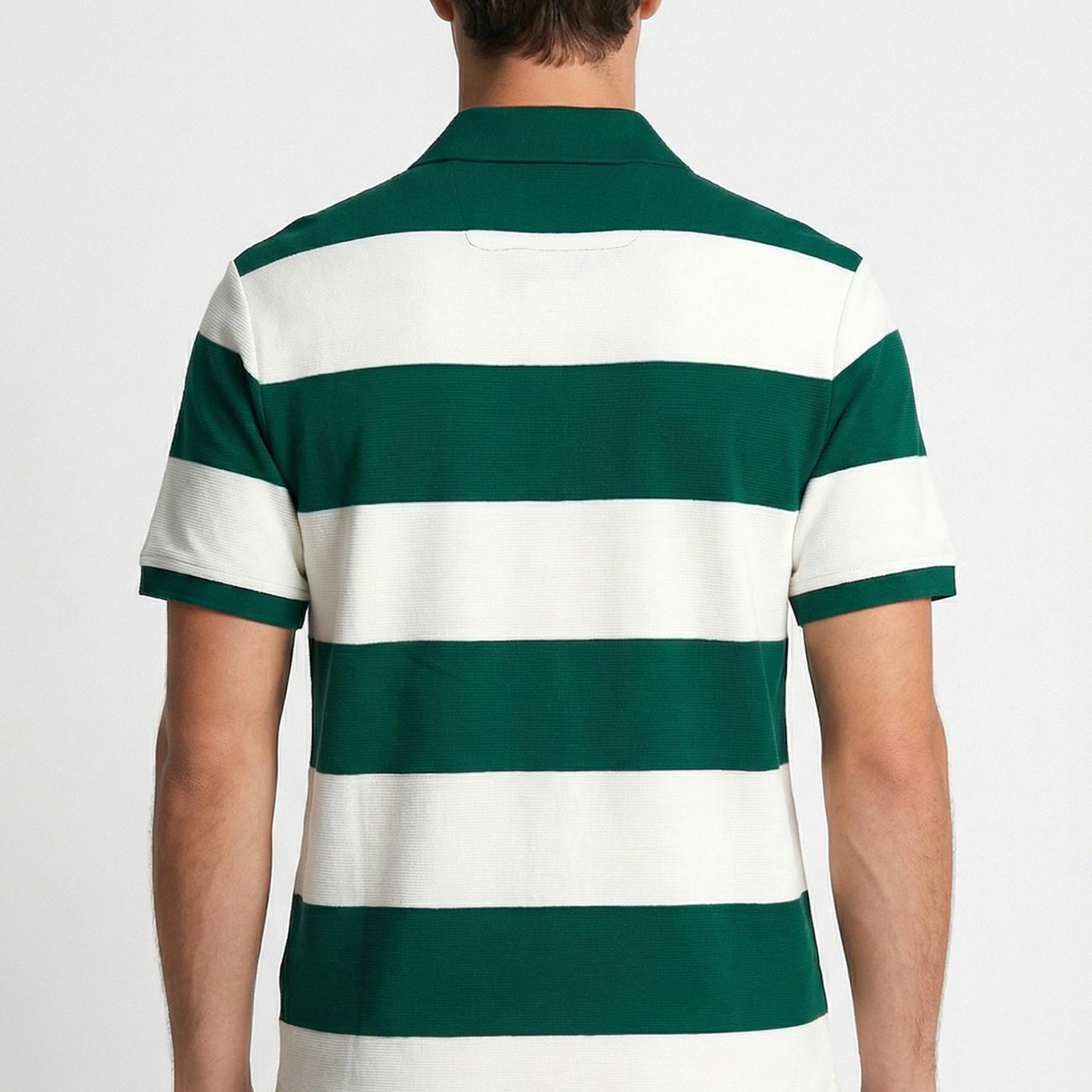 Network Erkek Yeşil Ekru Çizgili Polo Yaka T-Shirt