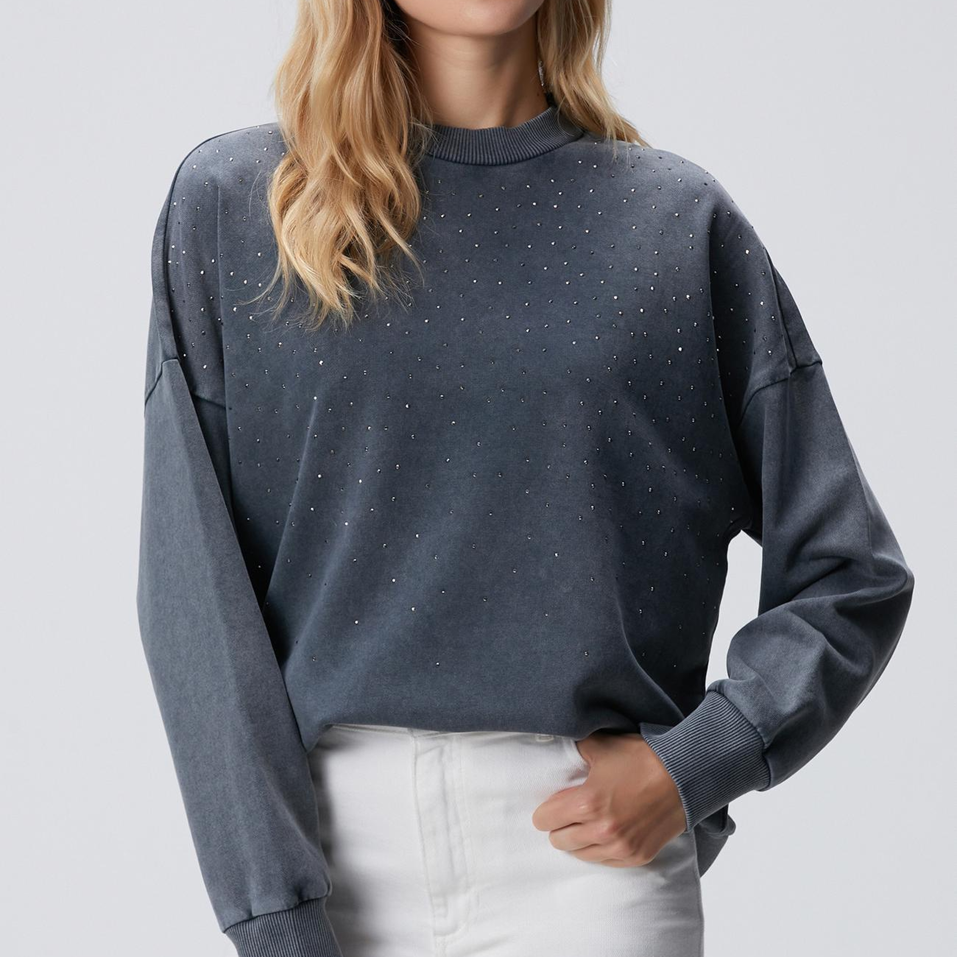 Network Kadın Antrasit Taşlı Sweatshirt