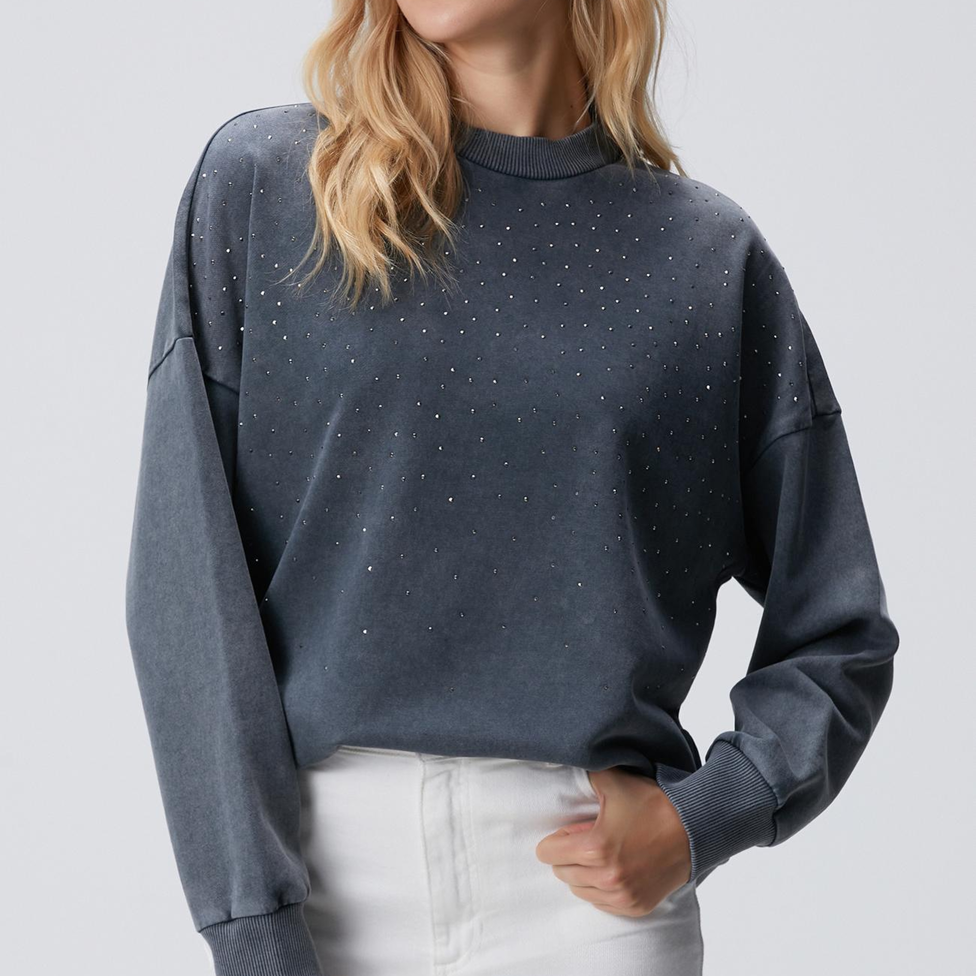 Network Kadın Antrasit Taşlı Sweatshirt