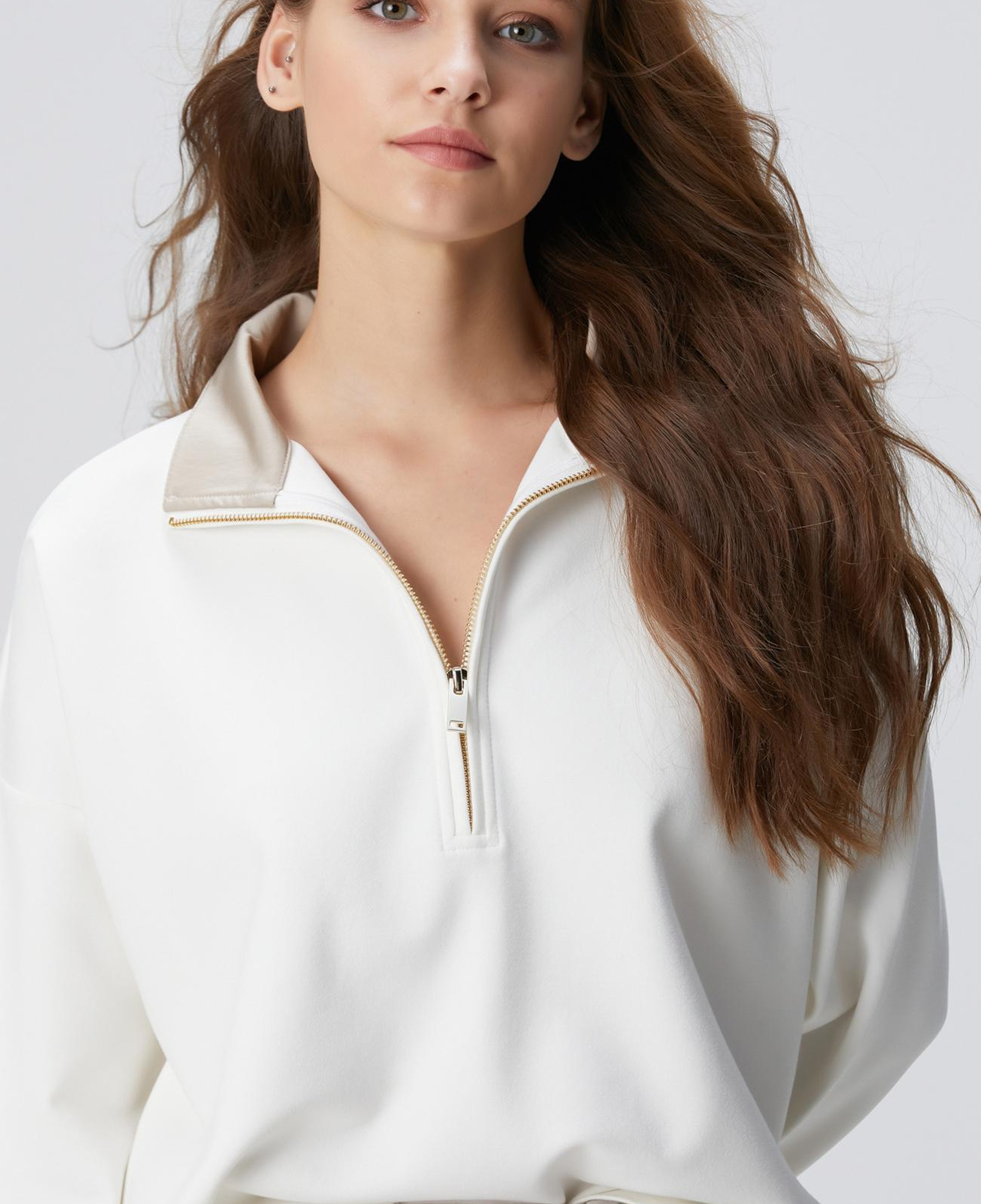 Network Kadın N-Tech Kırık Beyaz Sweatshirt