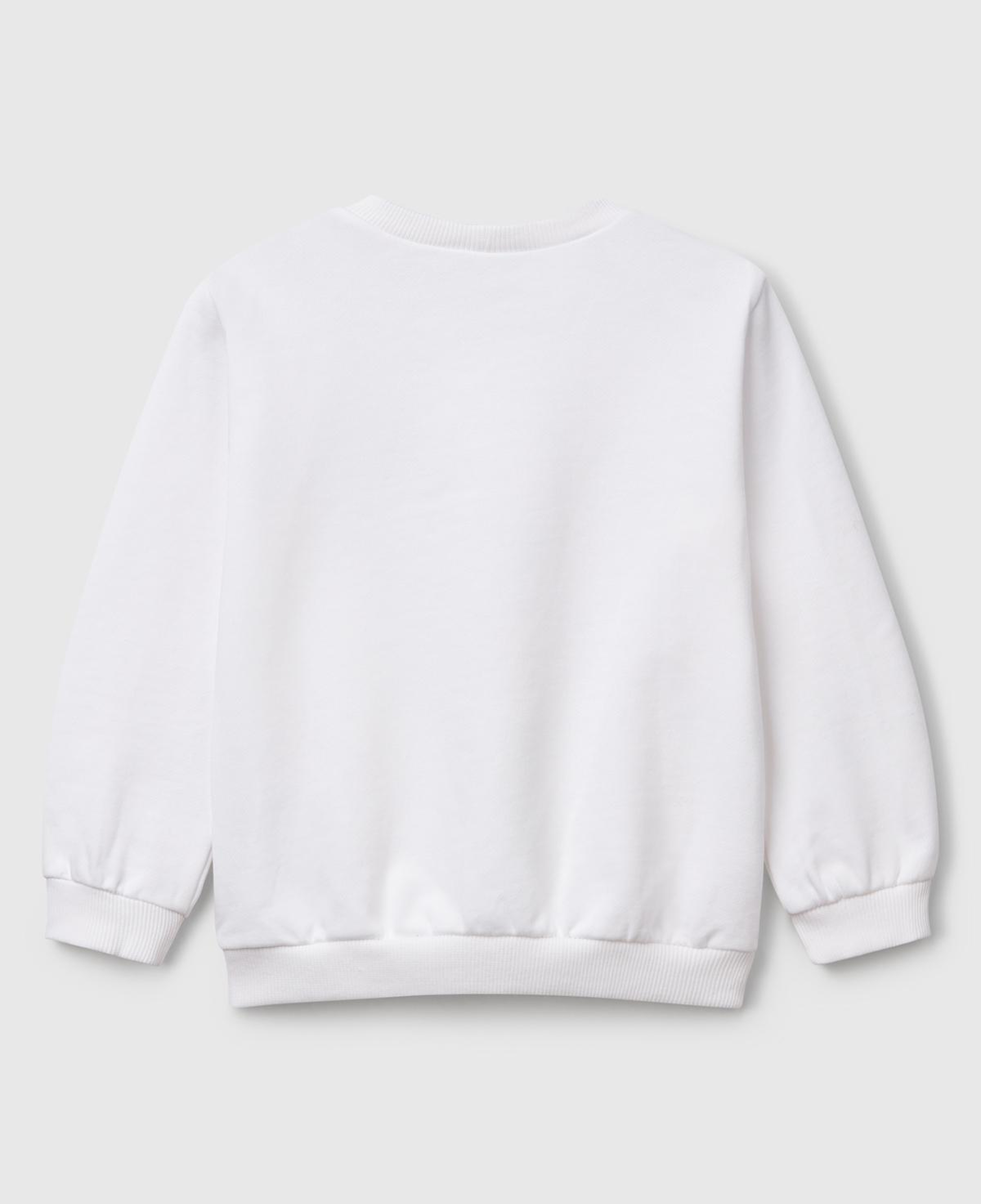 Kız Çocuk Beyaz Rolling Stones Baskılı Etiket Logolu Bisiklet Yaka Sweatshirt