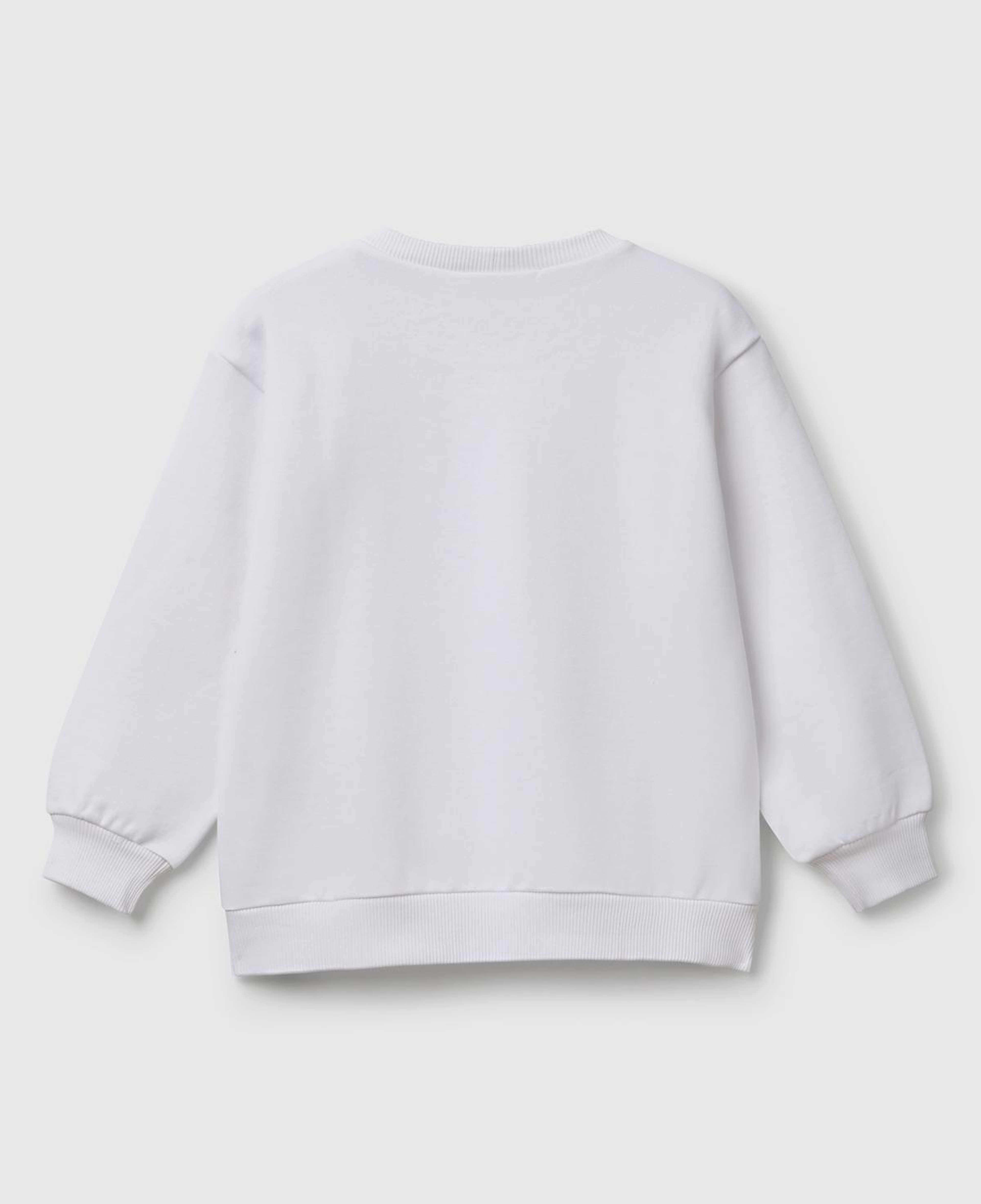Erkek Çocuk Beyaz Rolling Stones Baskılı Etiket Logolu Bisiklet Yaka Sweatshirt