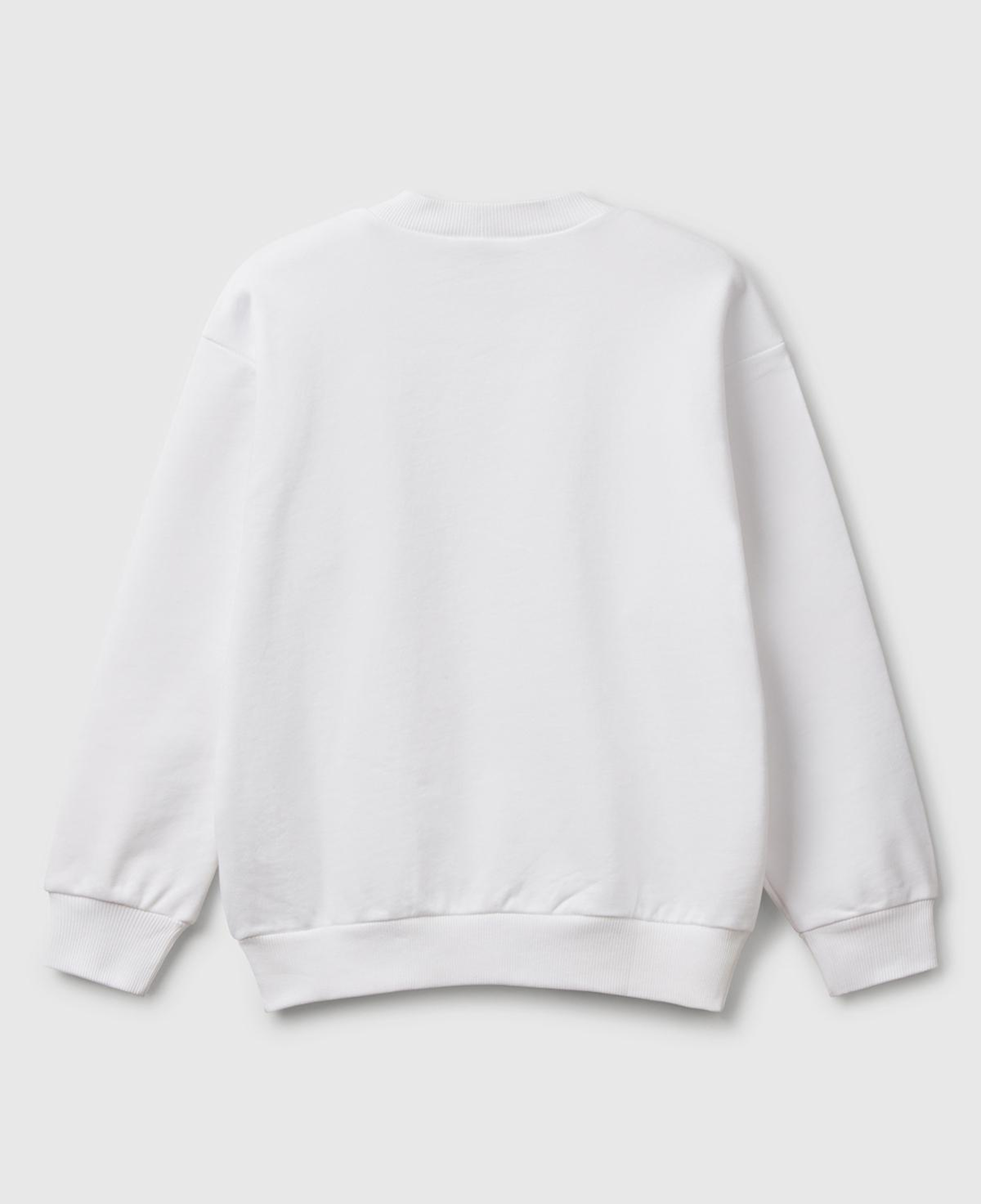 Erkek Çocuk Beyaz Rolling Stones Baskılı Etiket Logolu Bisiklet Yaka Sweatshirt