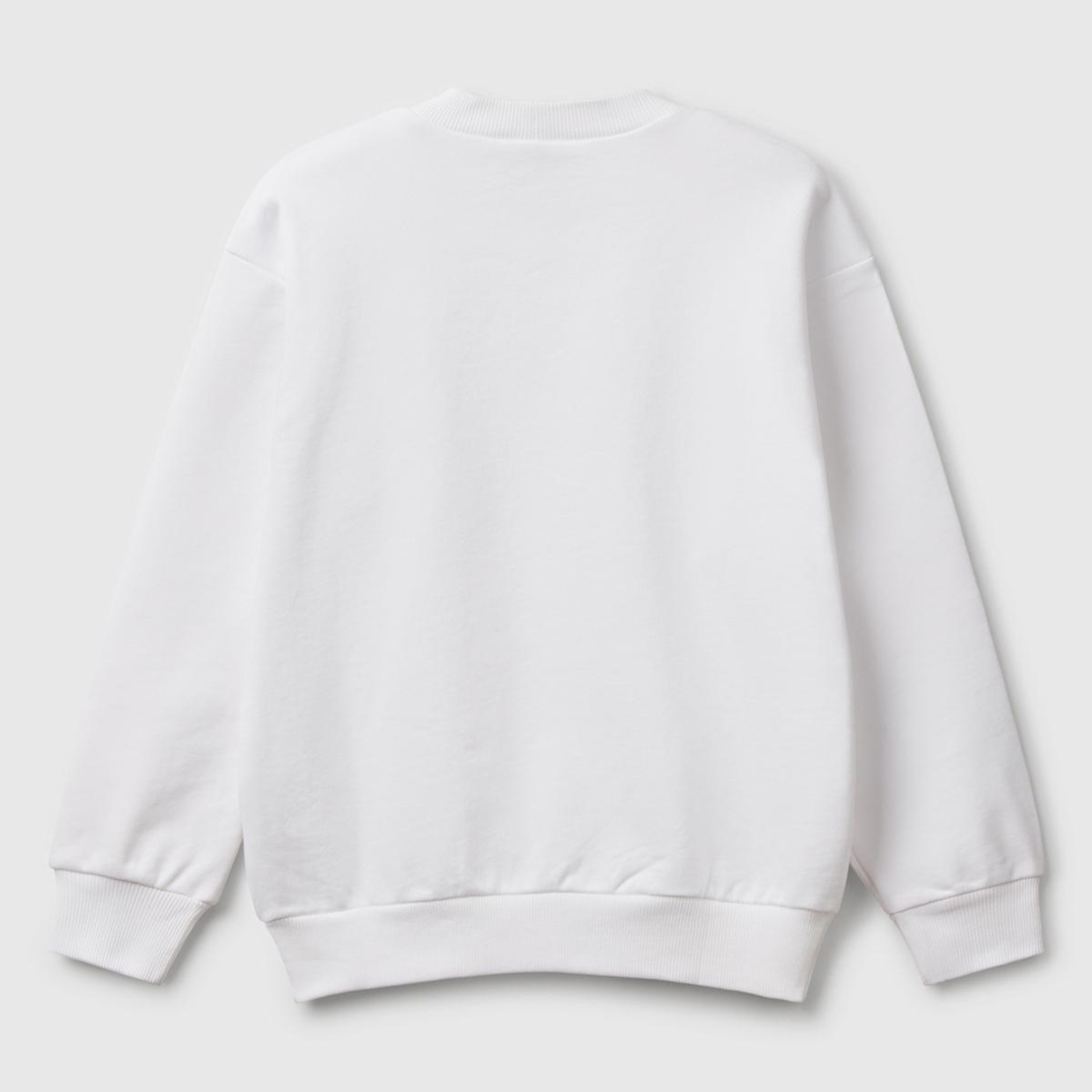 Erkek Çocuk Beyaz Rolling Stones Baskılı Etiket Logolu Bisiklet Yaka Sweatshirt