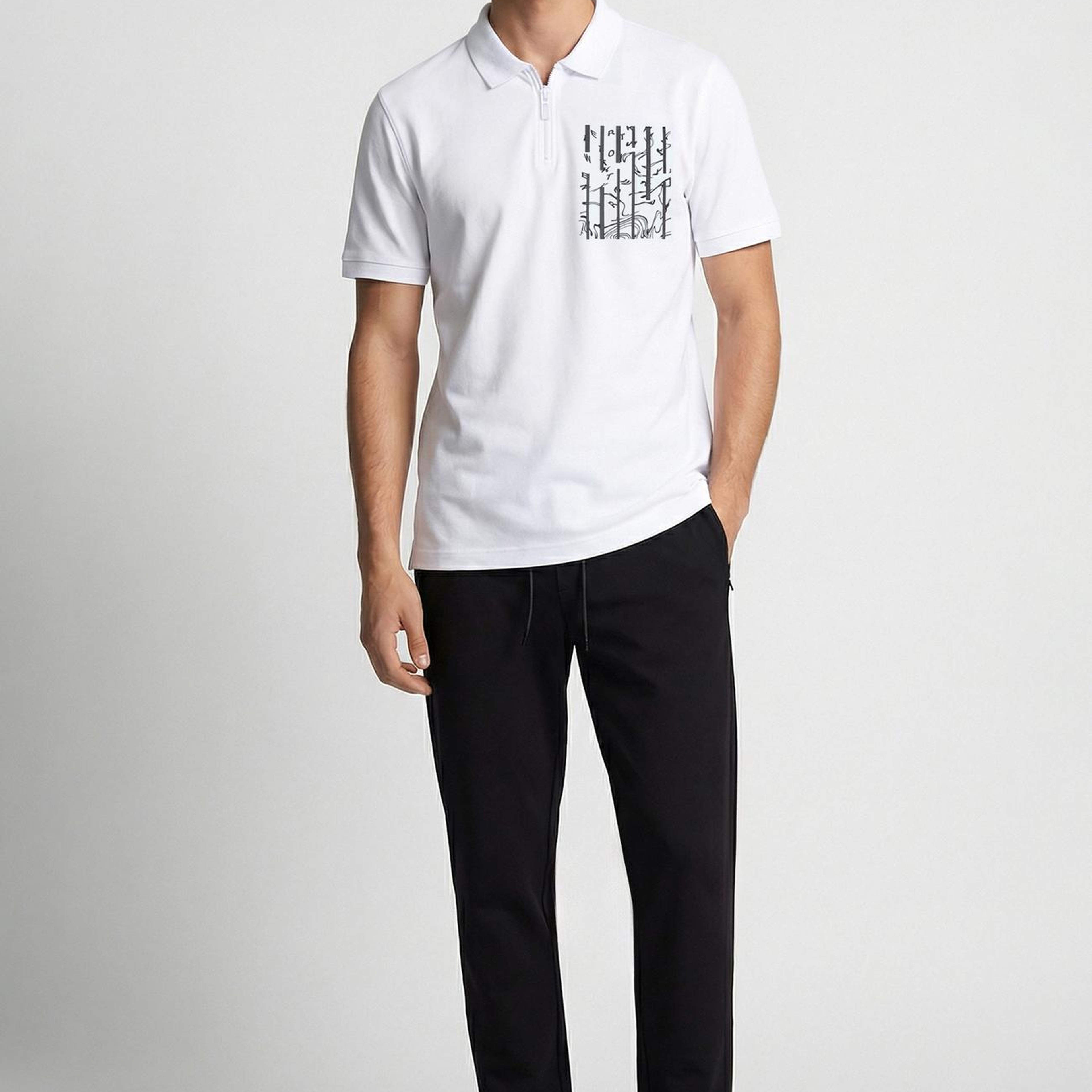 Network Erkek Beyaz Süs Cep Baskı Detaylı Pike T-shirt