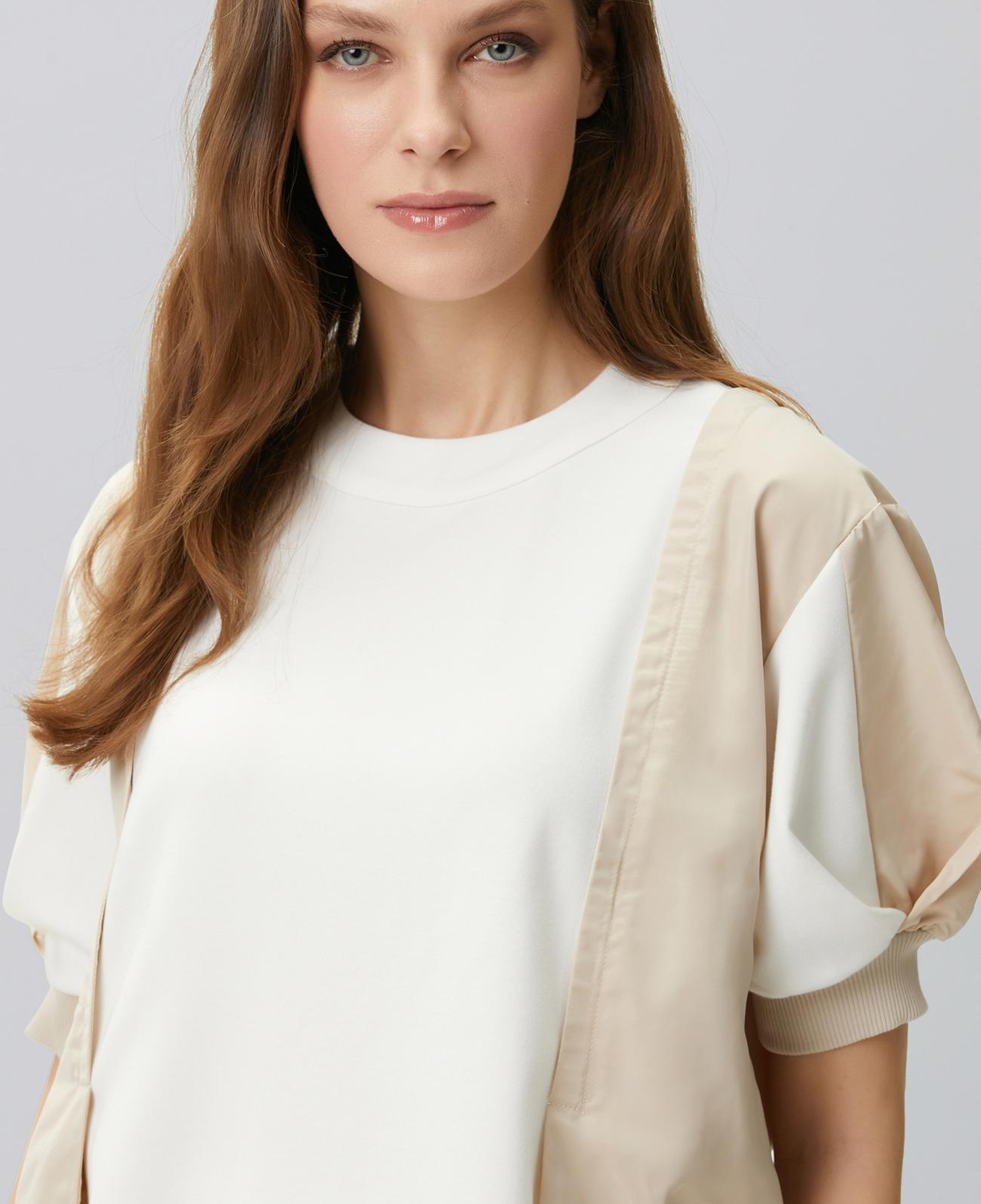 Network Kadın Kırık Beyaz N-Tech Garni Detaylı Sweatshirt