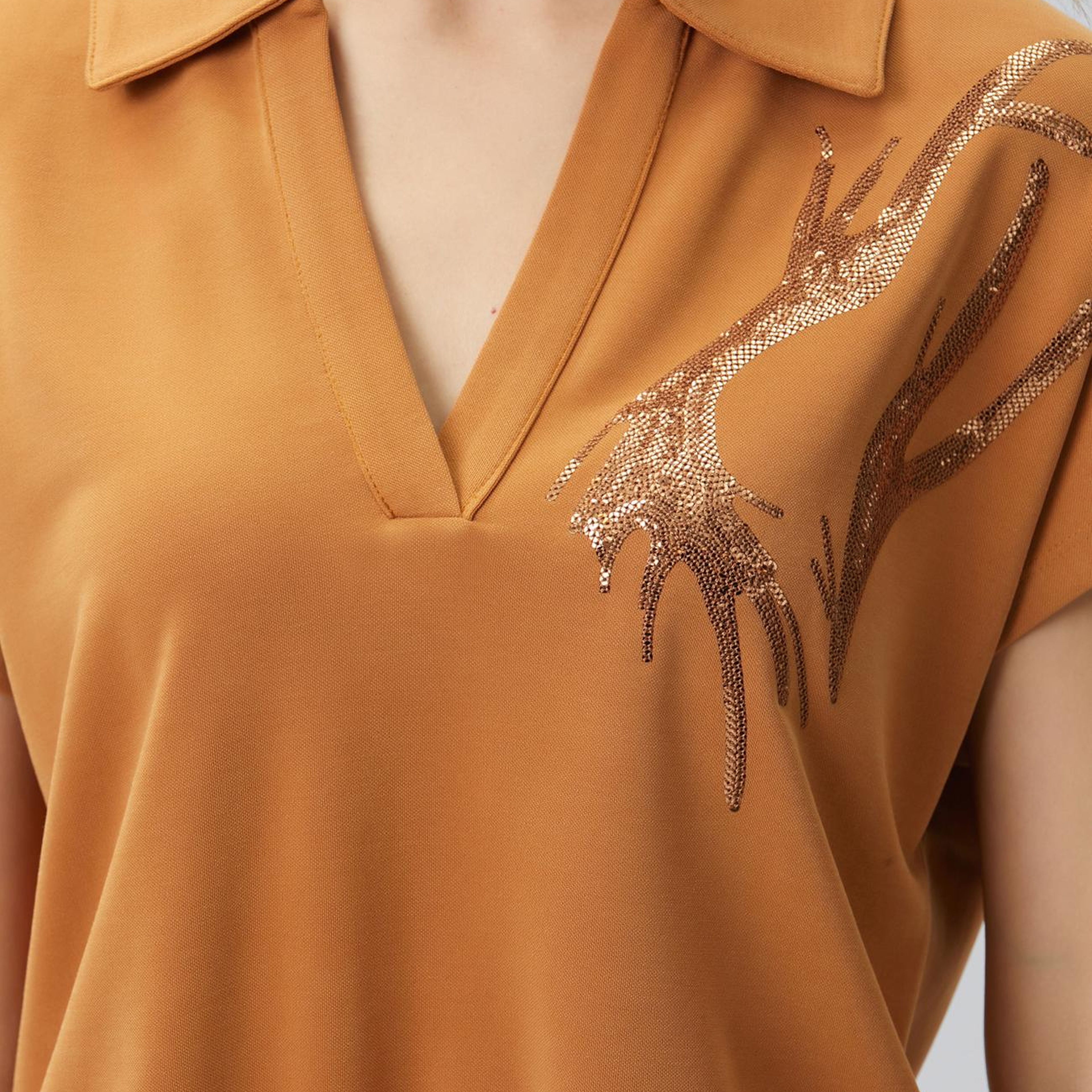 Network Kadın Tarçın Payet Nakış Detaylı T-shirt