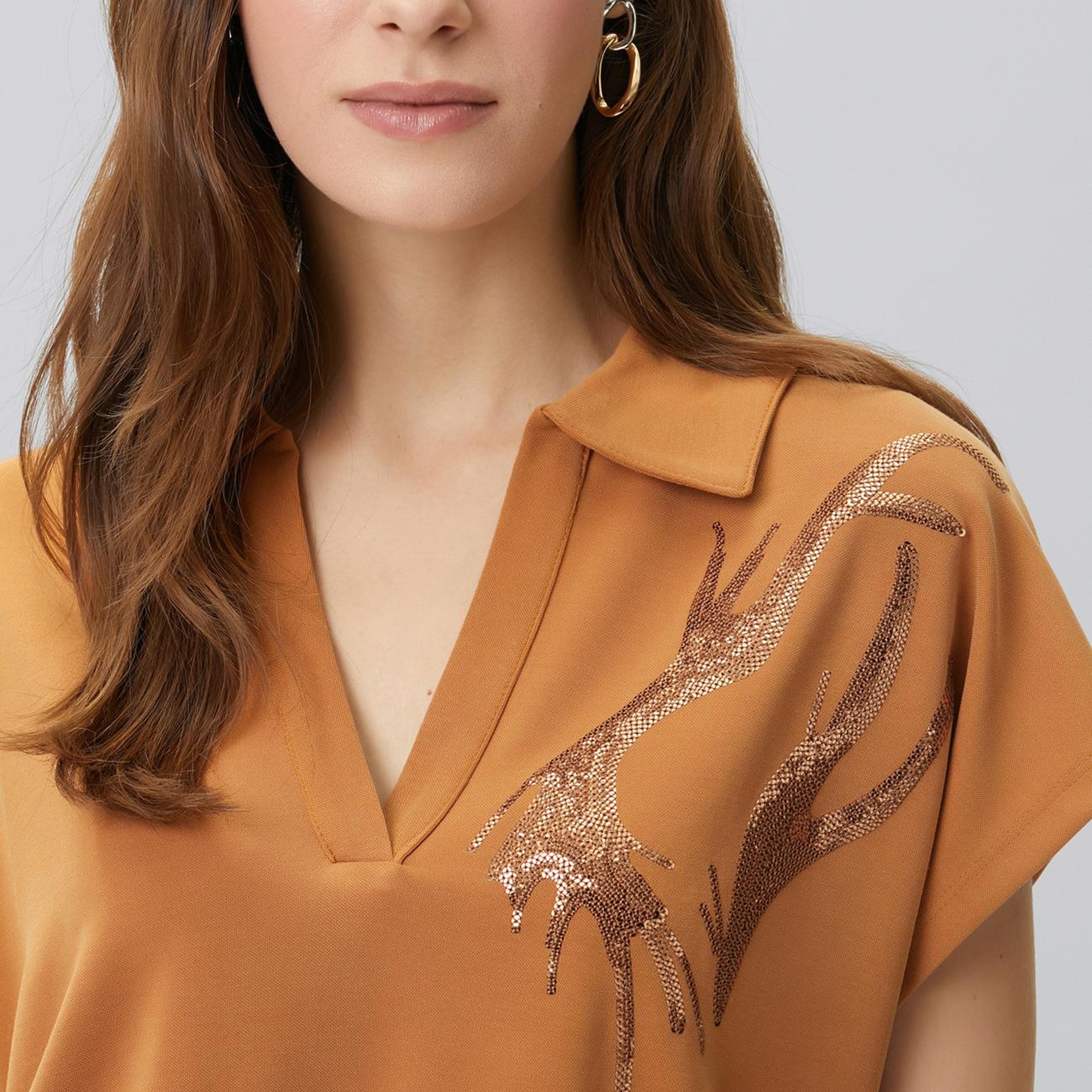 Network Kadın Tarçın Payet Nakış Detaylı T-shirt