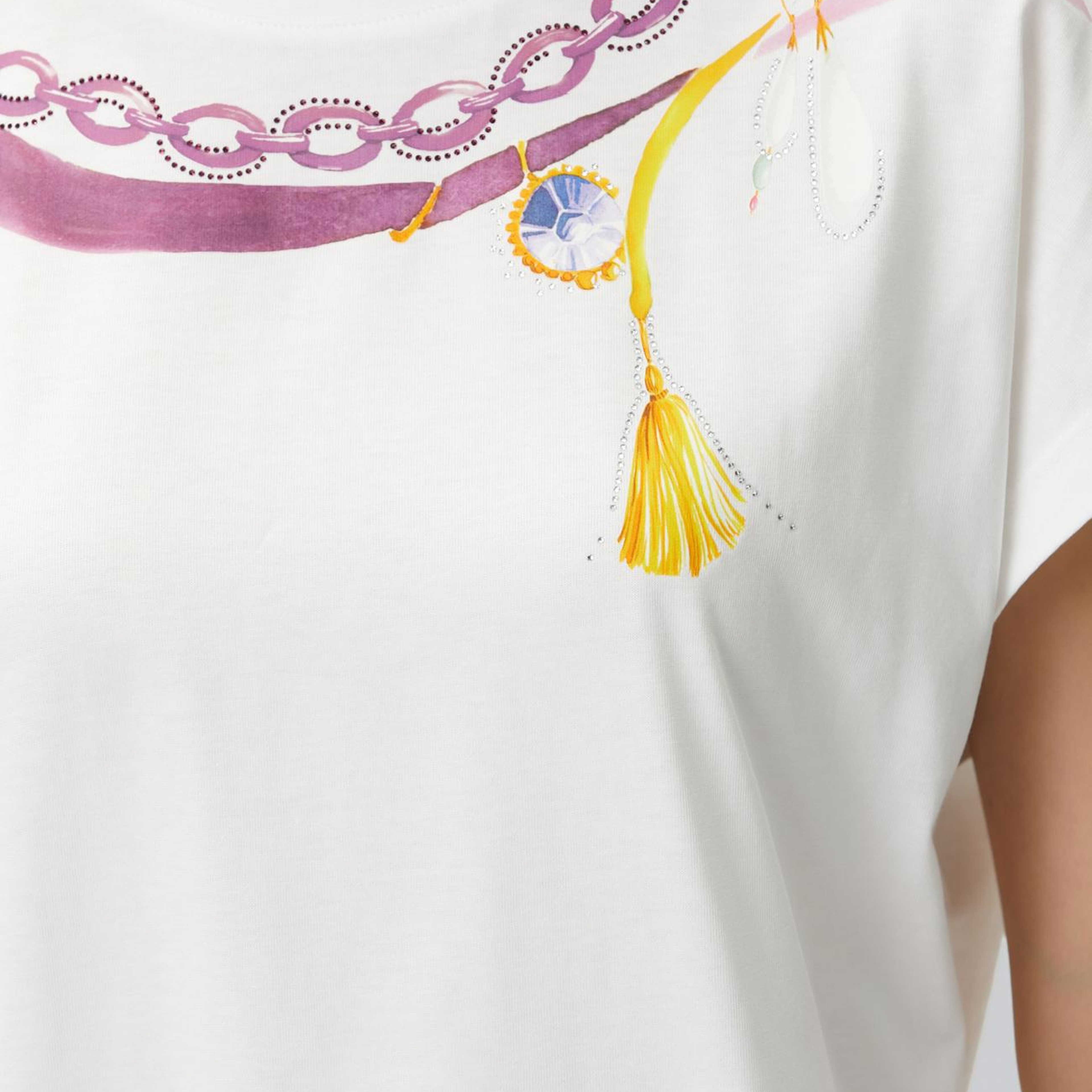 Network Kadın Kırık Beyaz Yaka Baskı Detaylı T-shirt