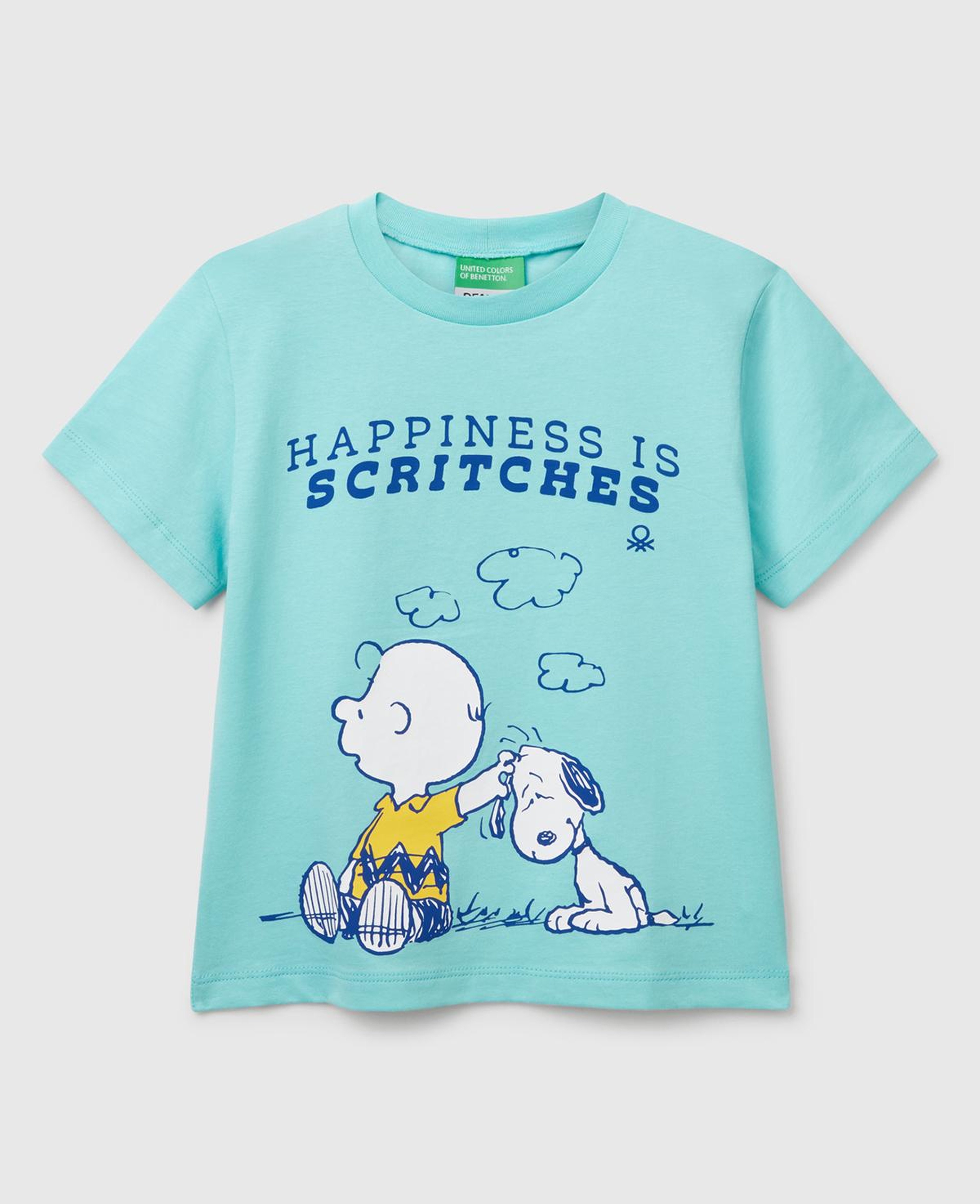 Erkek Çocuk Su Yeşili Peanuts Baskılı T-Shirt