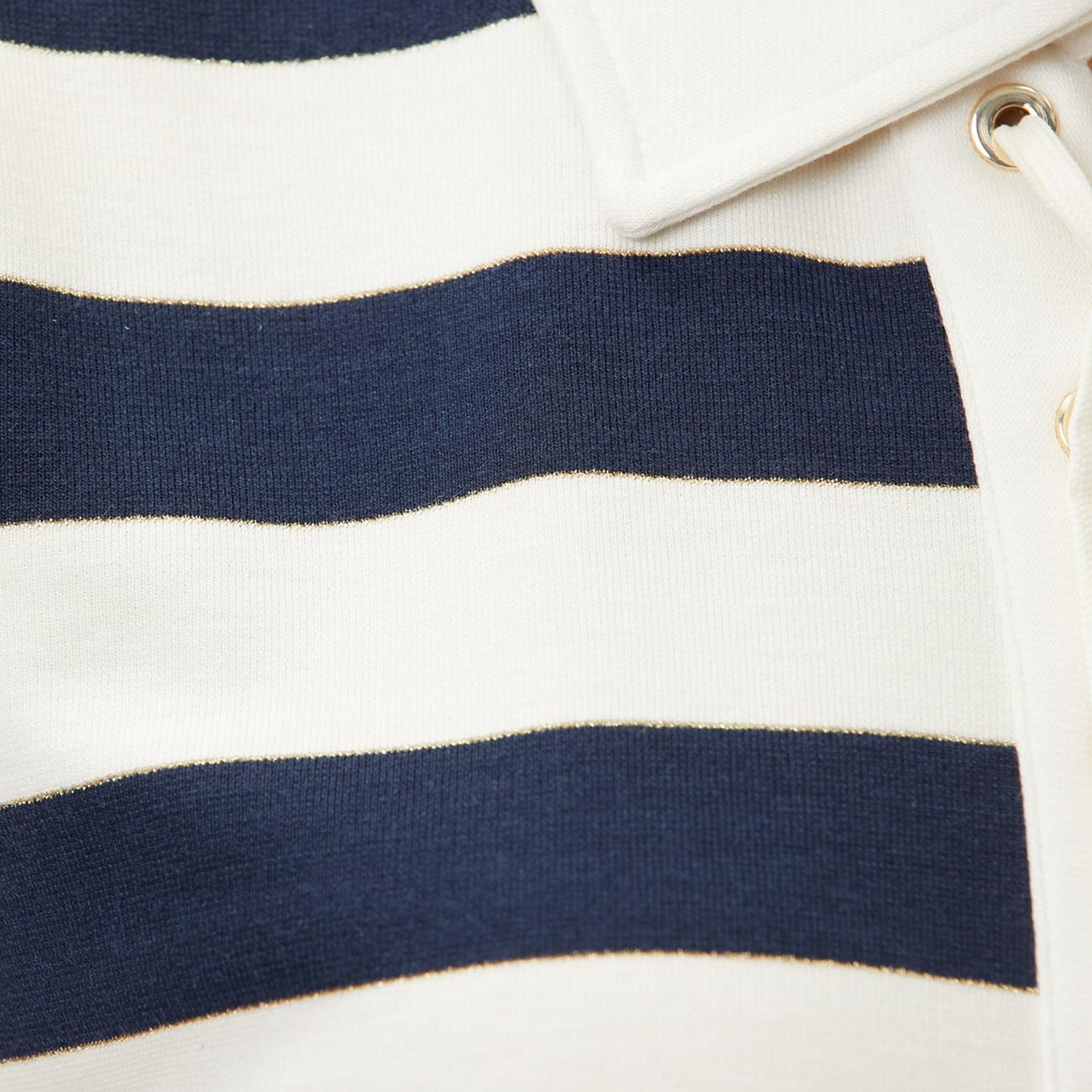Network Kadın Lacivert Beyaz Çizgili Bağcıklı Polo T-shirt