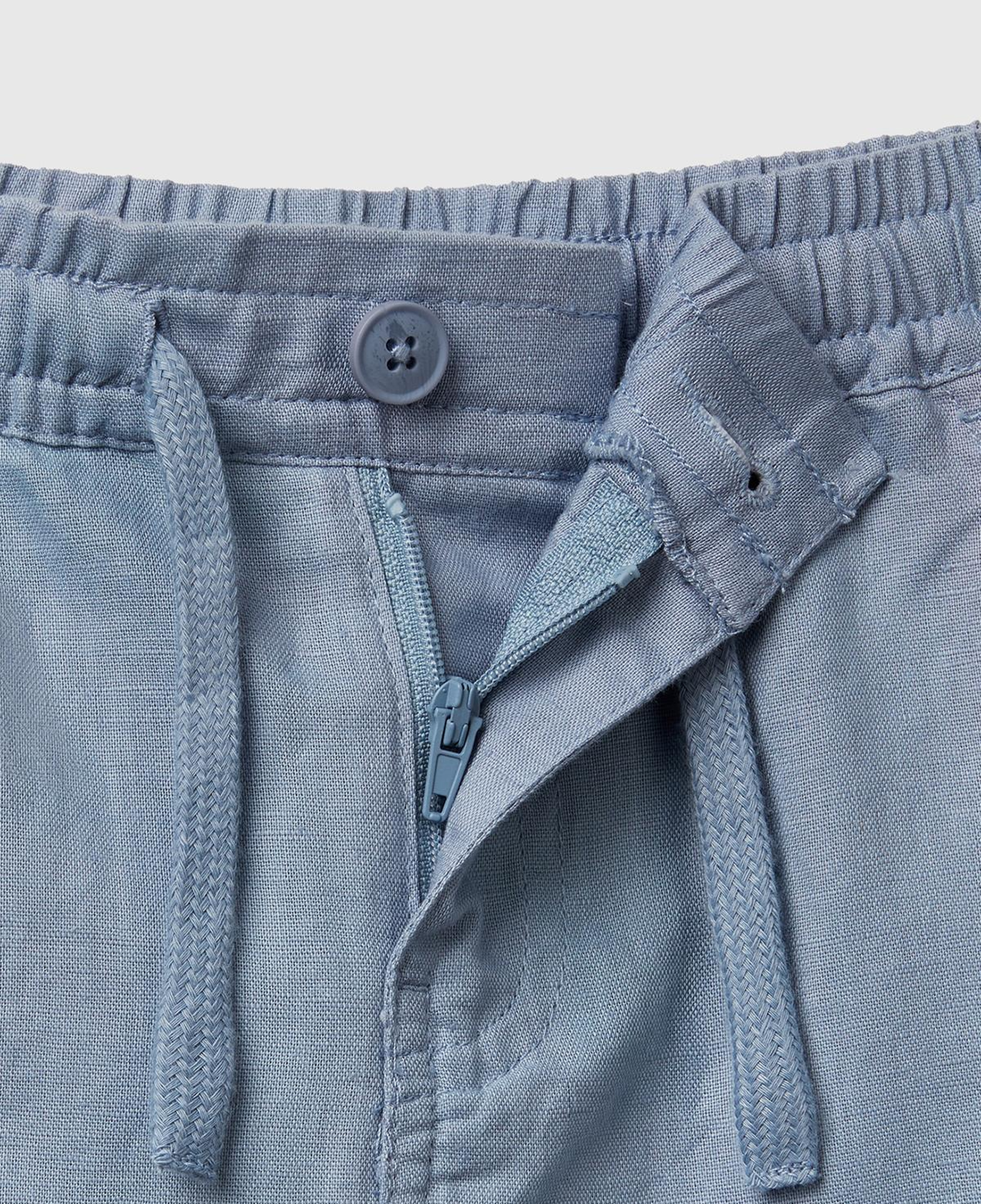Erkek Çocuk Mavi Keten Karışımlı Jogger Pantolon