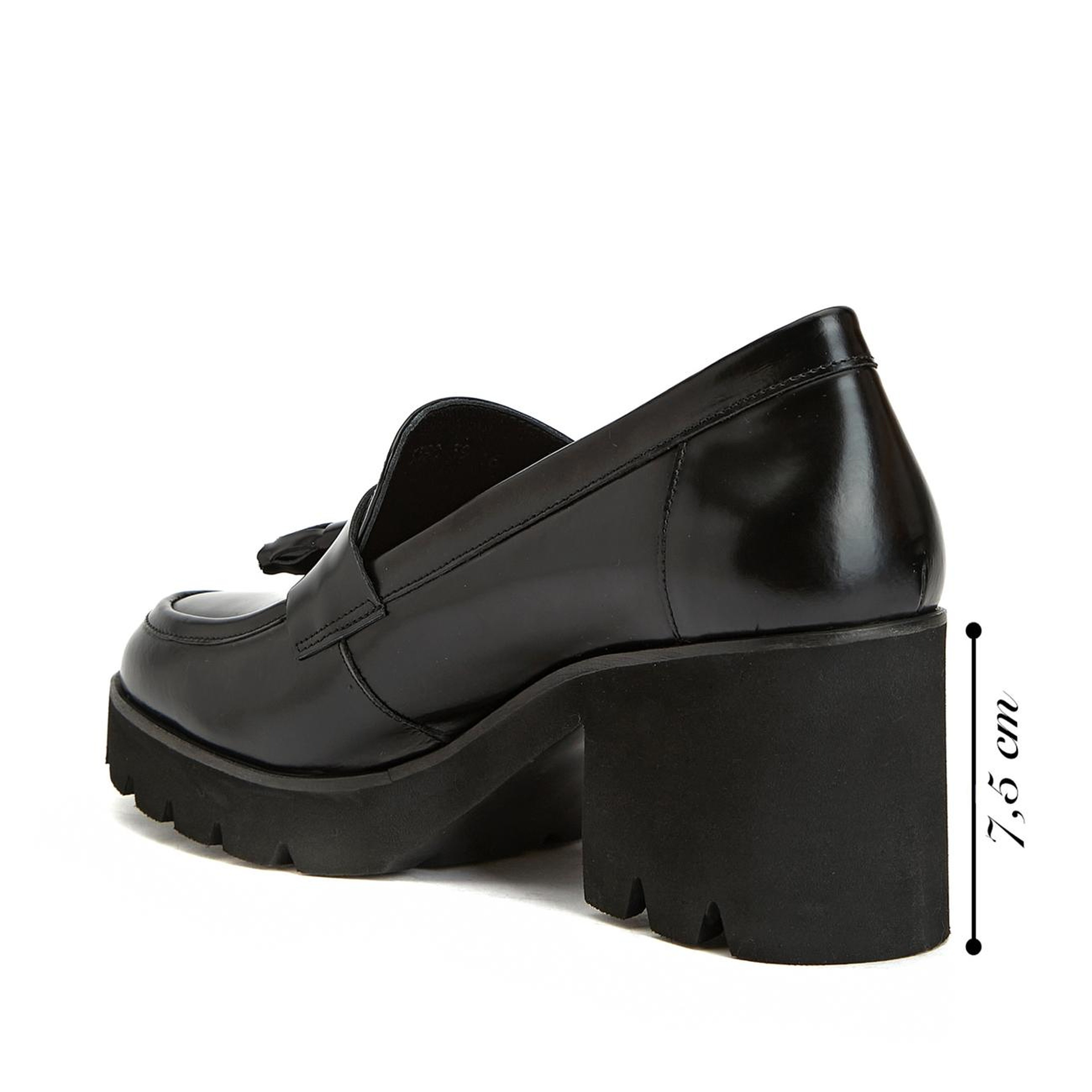 Divarese Kadın Siyah Topuklu Deri Loafer