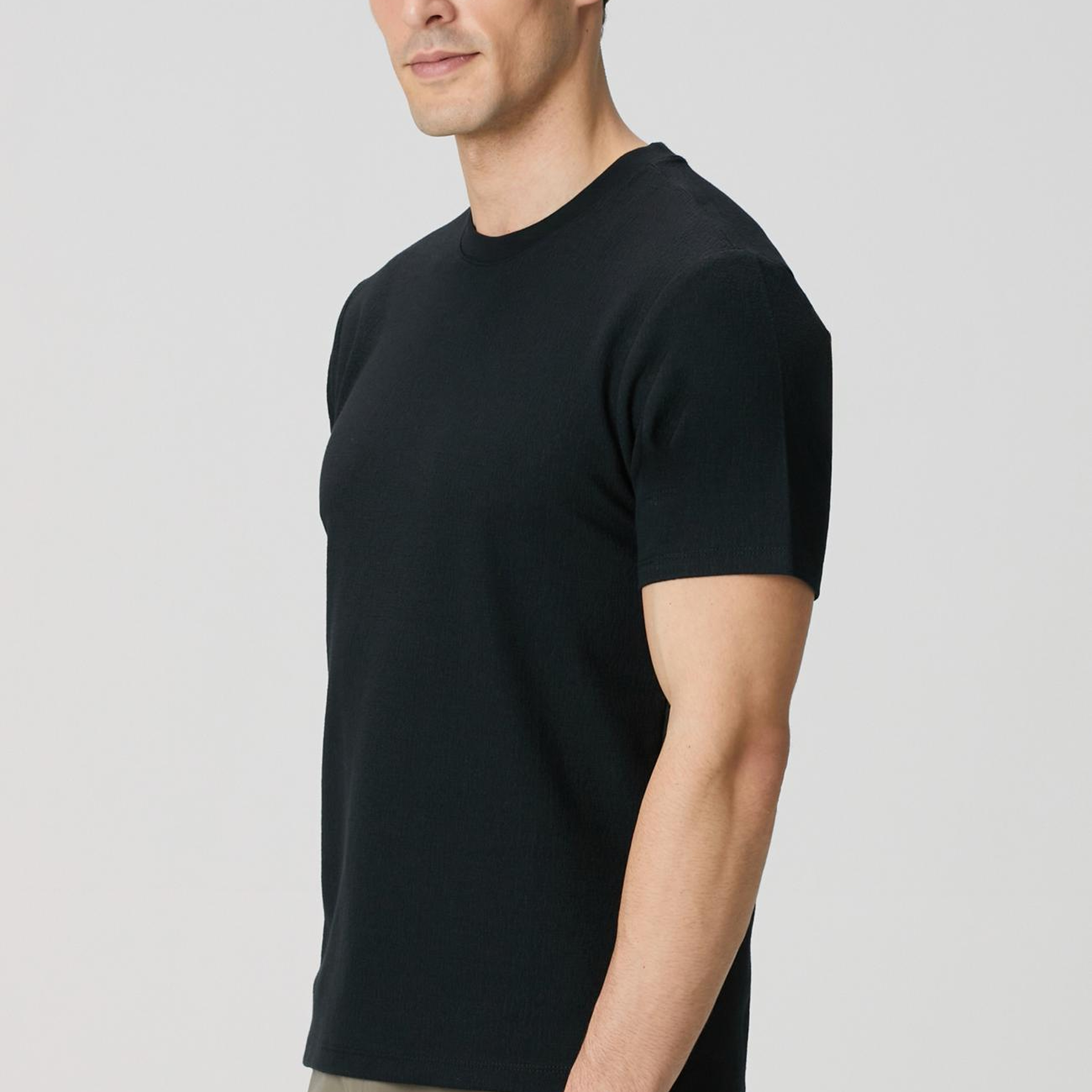 Network Erkek Siyah Bisiklet Yaka Jakarlı T-Shirt