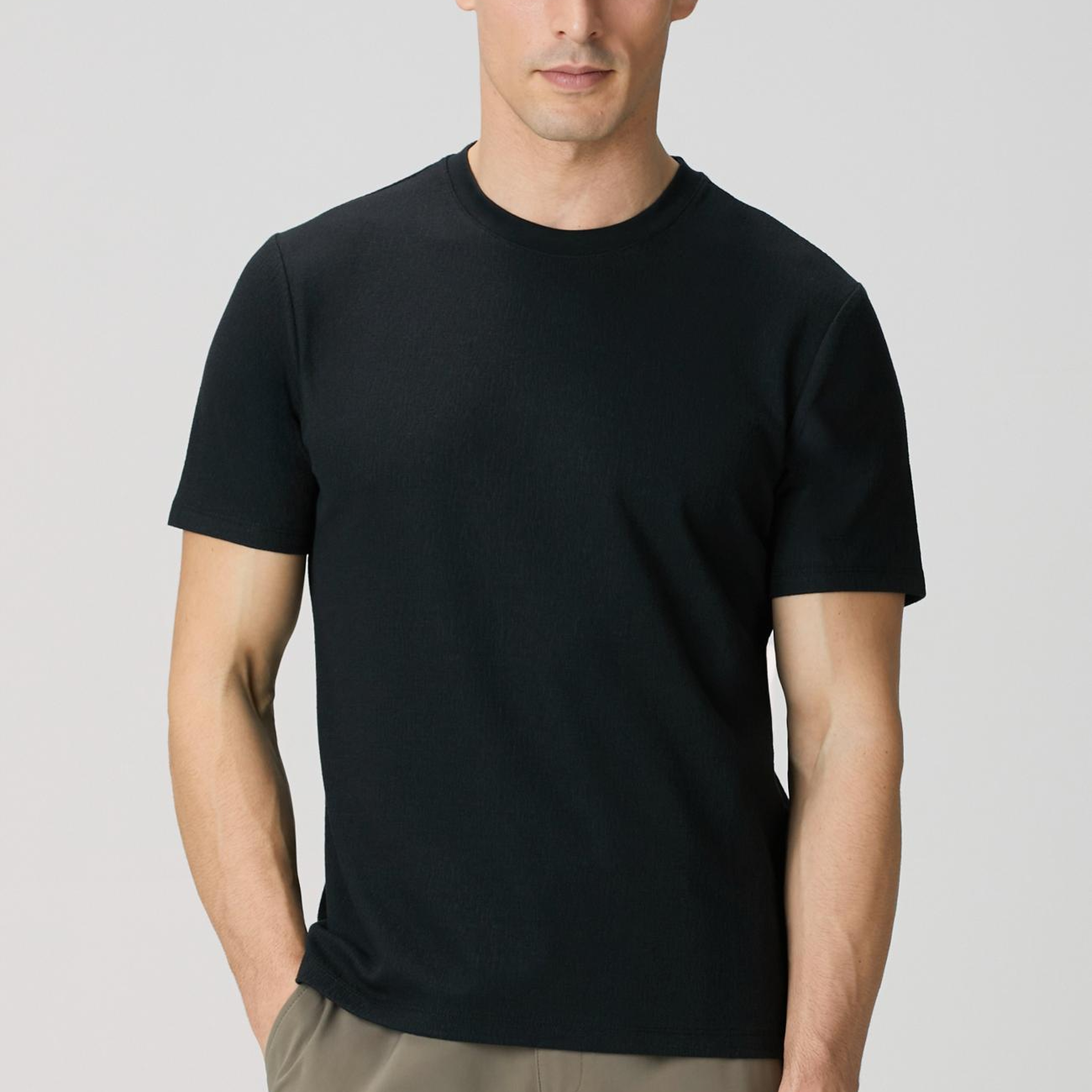 Network Erkek Siyah Bisiklet Yaka Jakarlı T-Shirt