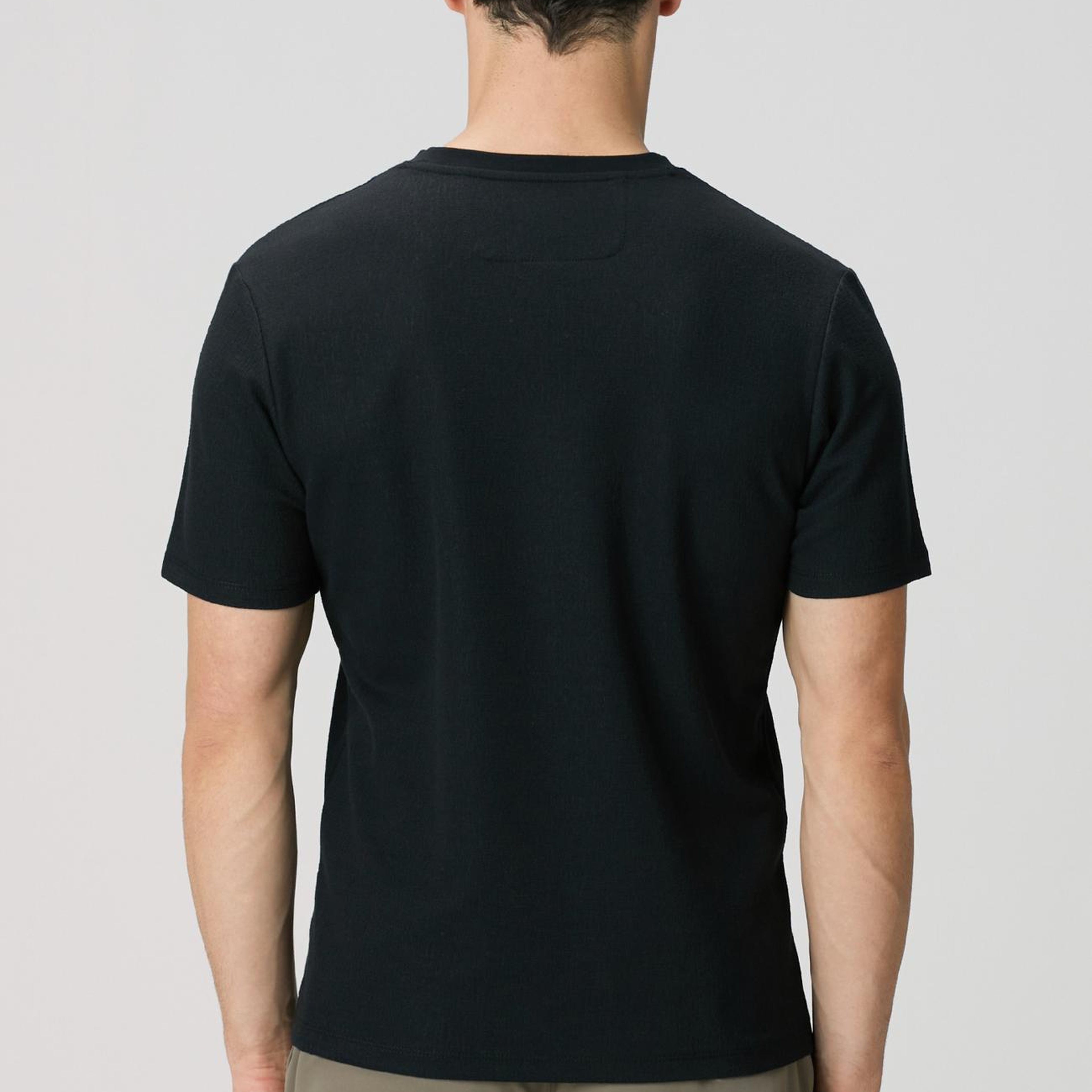 Network Erkek Siyah Bisiklet Yaka Jakarlı T-Shirt