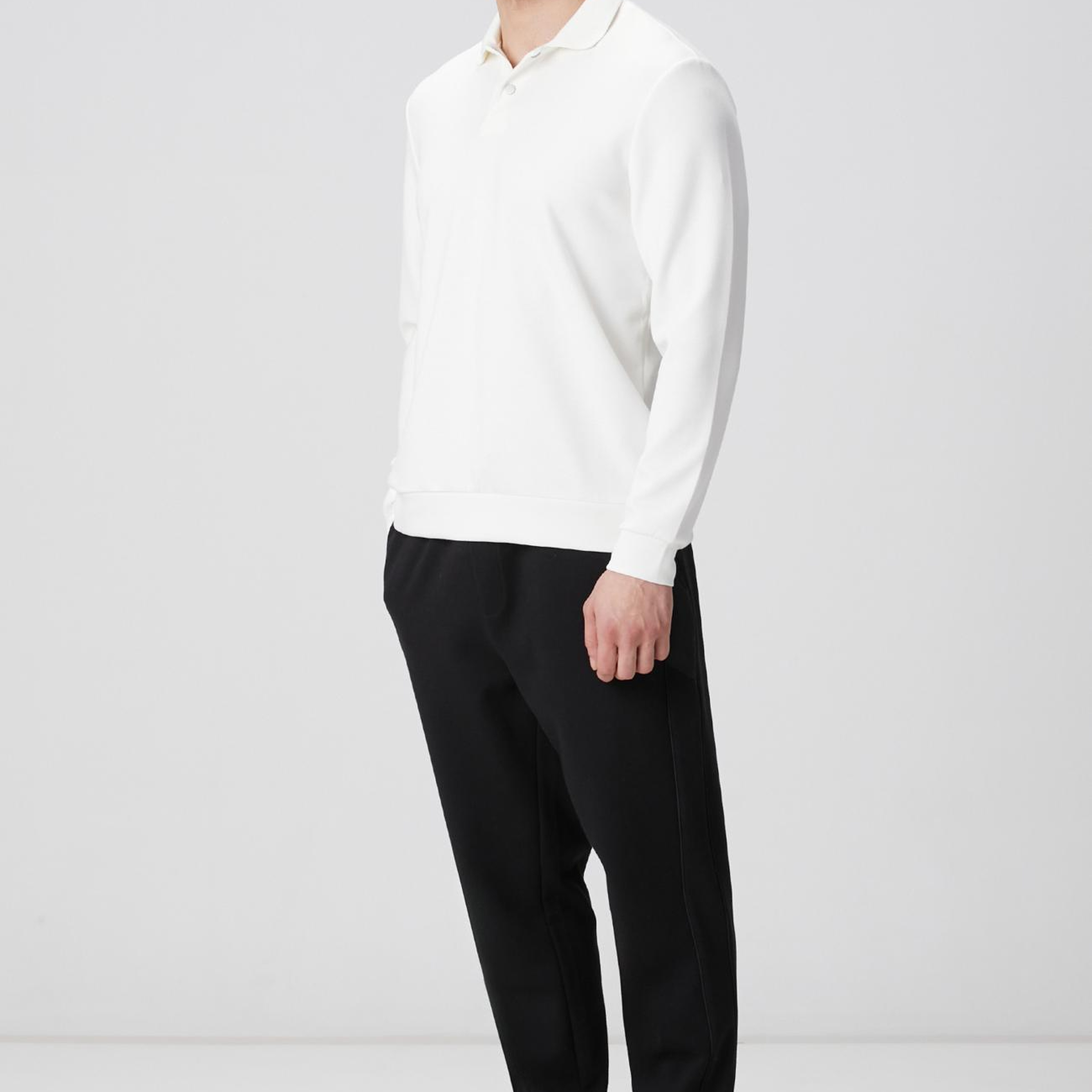 Network Erkek Kırık Beyaz Polo Yaka Çıtçıtlı Sweatshirt