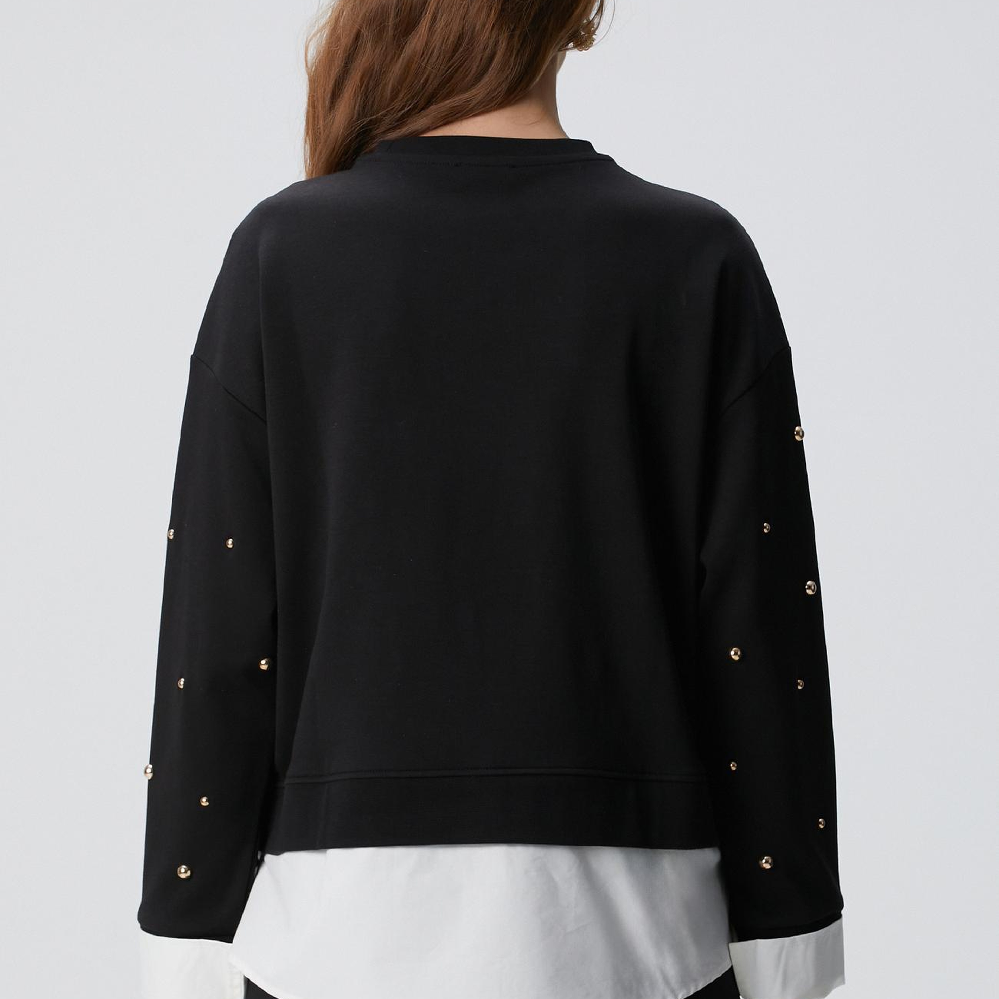 Network Kadın Siyah Metal Aksesuarlı Sweatshirt