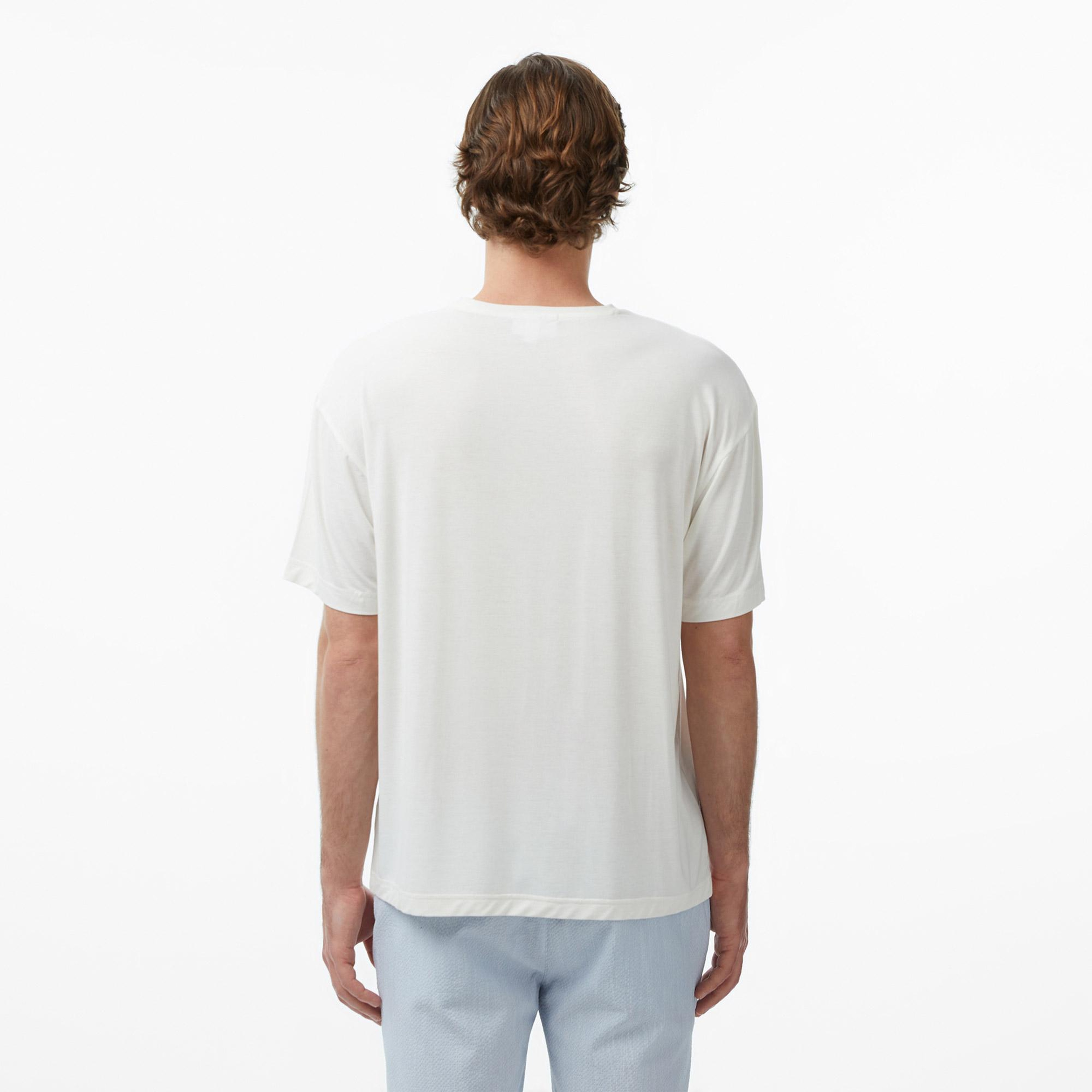 Lacoste Erkek Regular Fit Bisiklet Yaka Beyaz T-Shirt