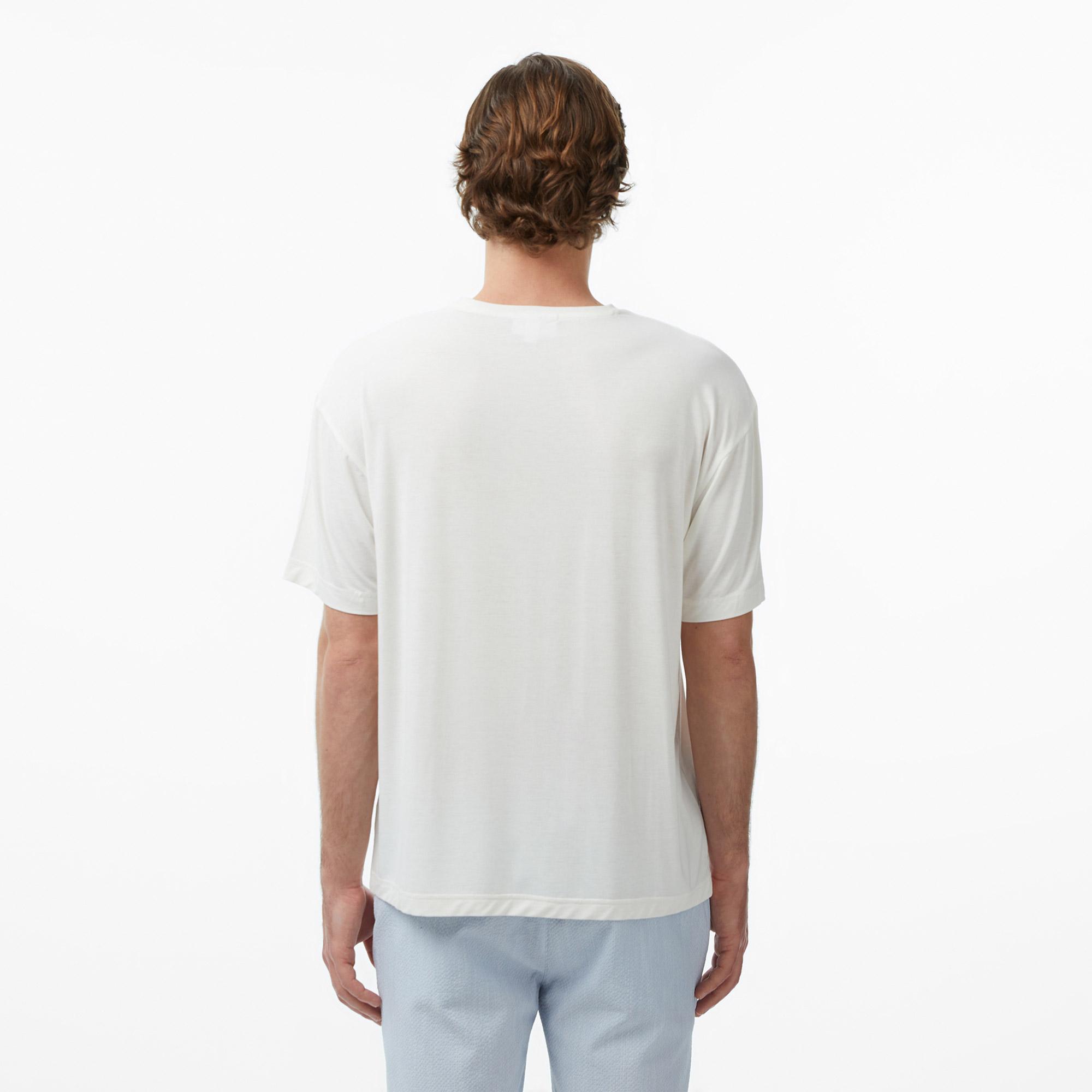 Lacoste Erkek Regular Fit Bisiklet Yaka Beyaz T-Shirt