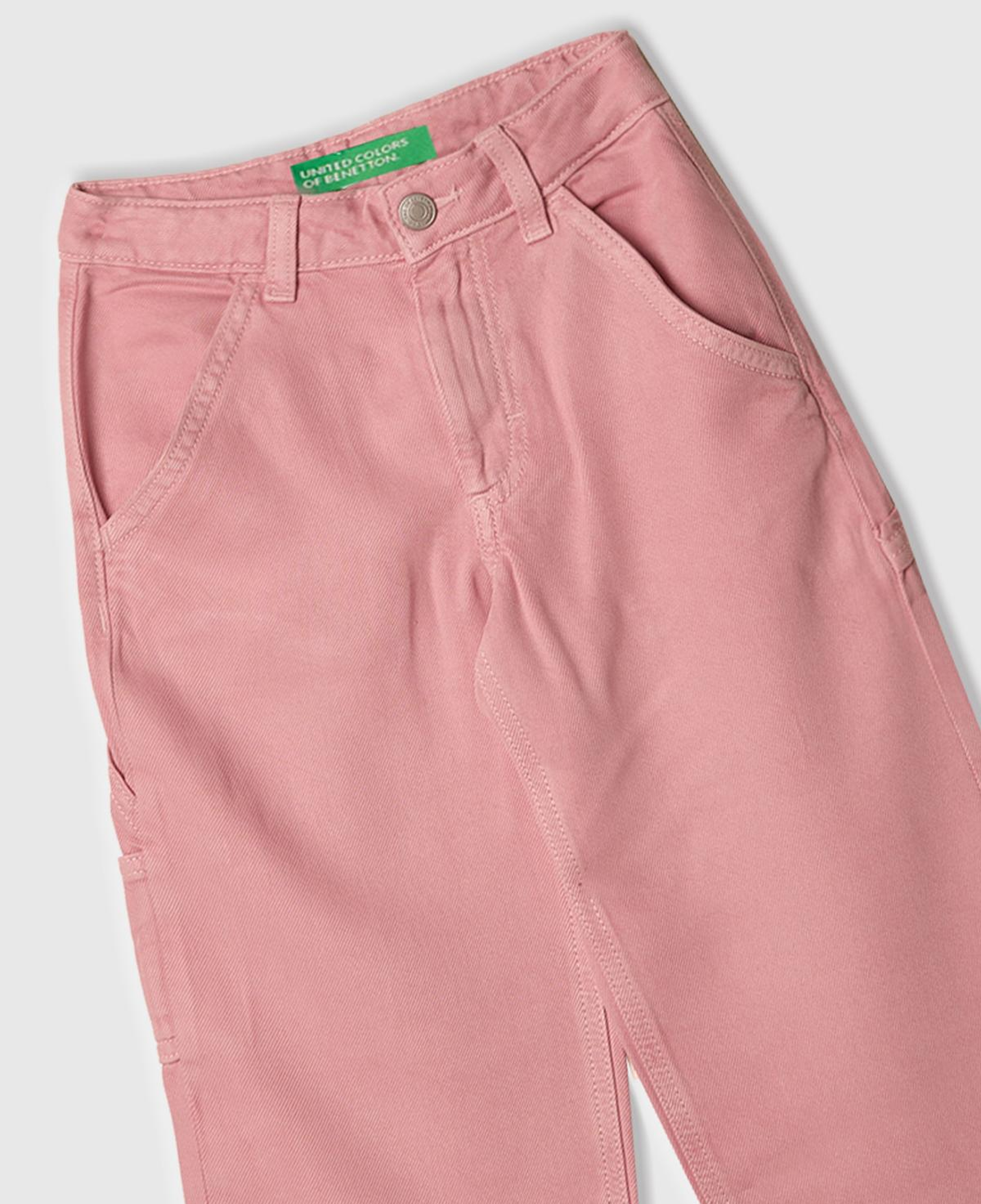 Kız Çocuk Pembe %100 Liyosel Logo İşlemeli Yanı Halka Detaylı Pantolon