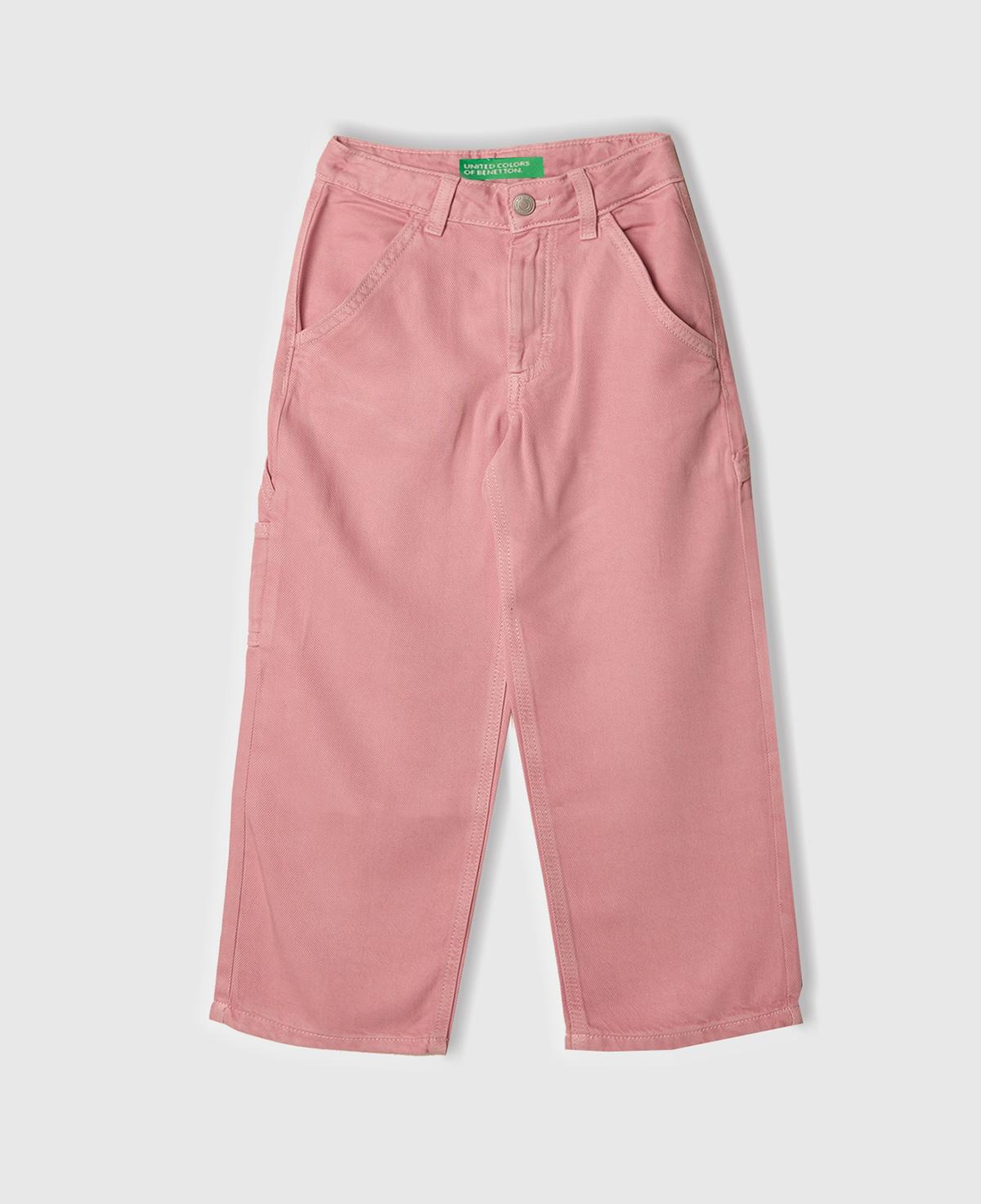 Kız Çocuk Pembe %100 Liyosel Logo İşlemeli Yanı Halka Detaylı Pantolon