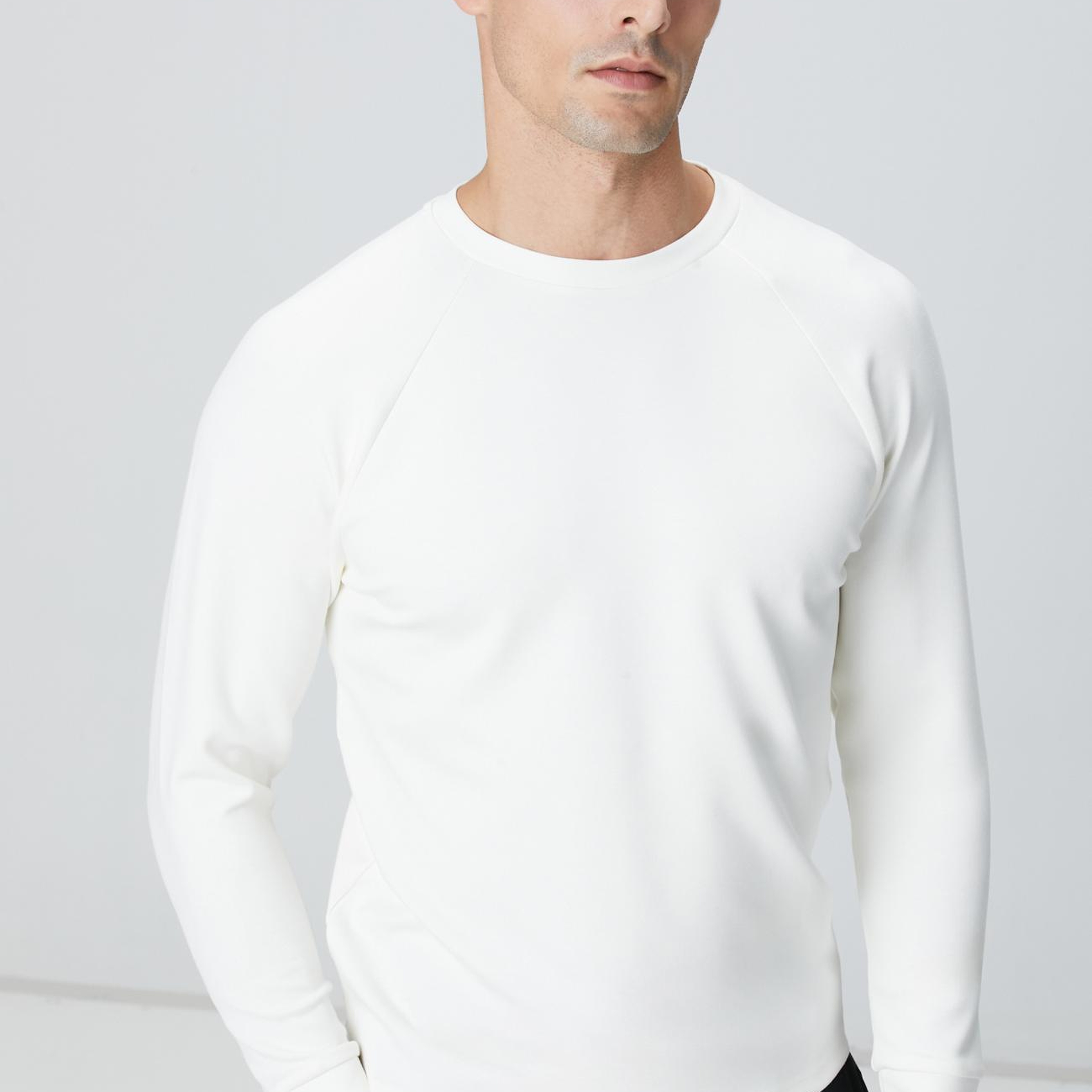 Network Erkek Kırık Beyaz Bisiklet Yaka Basic Sweatshirt