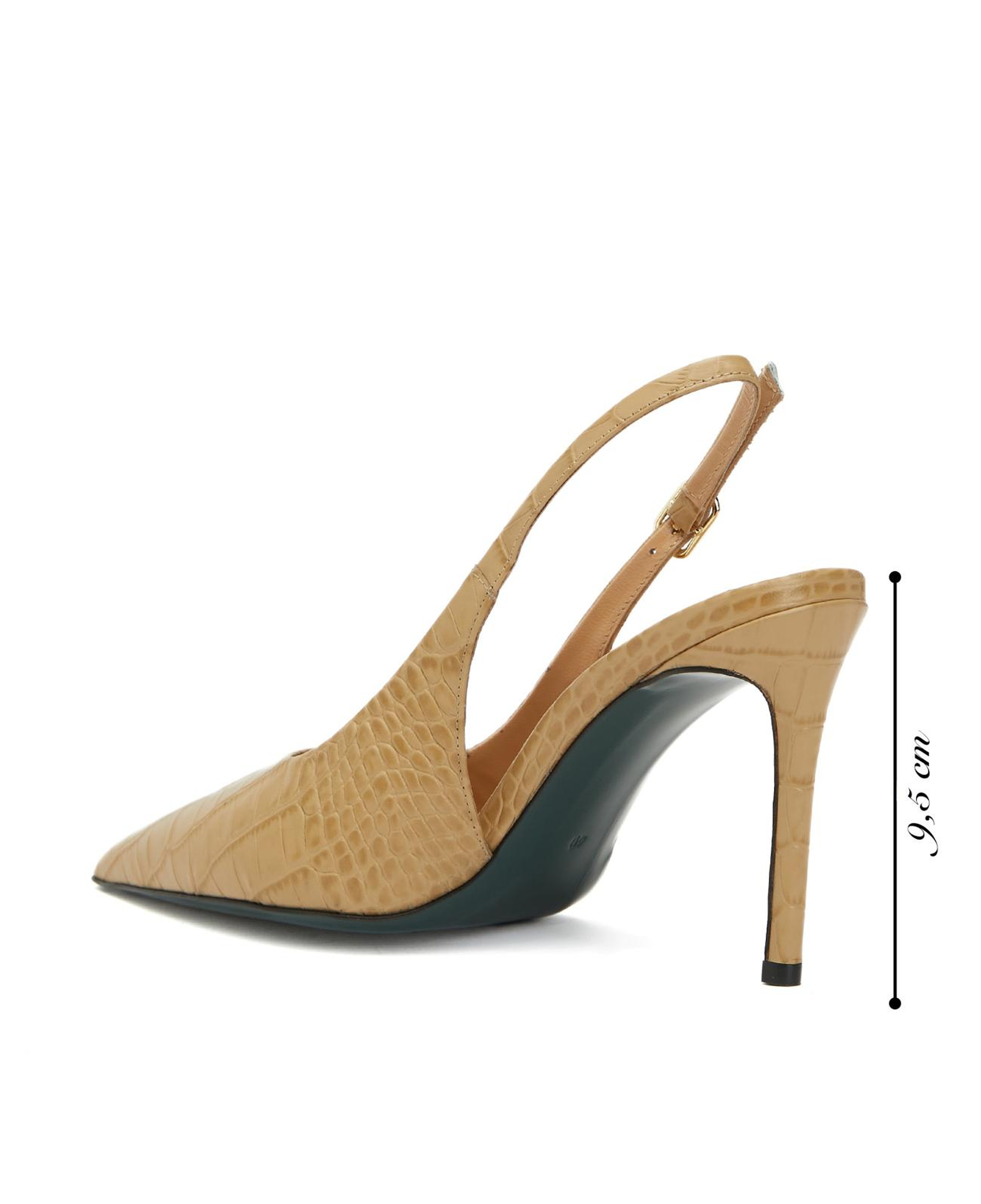 Gh For Nw Kadın Bej Kroko Desenli Deri Stiletto