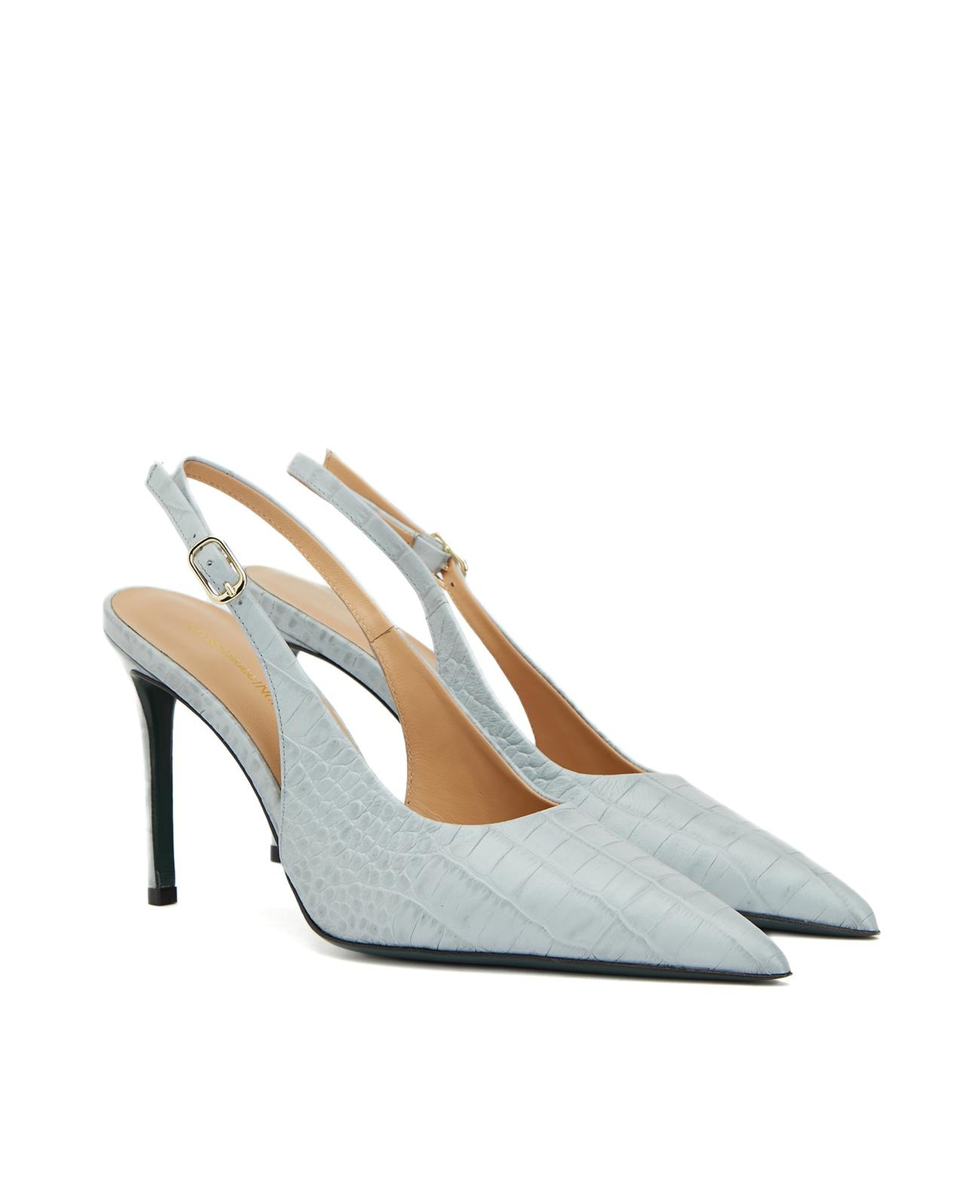 Gh For Nw Kadın Açık Mavi Kroko Desenli Deri Stiletto