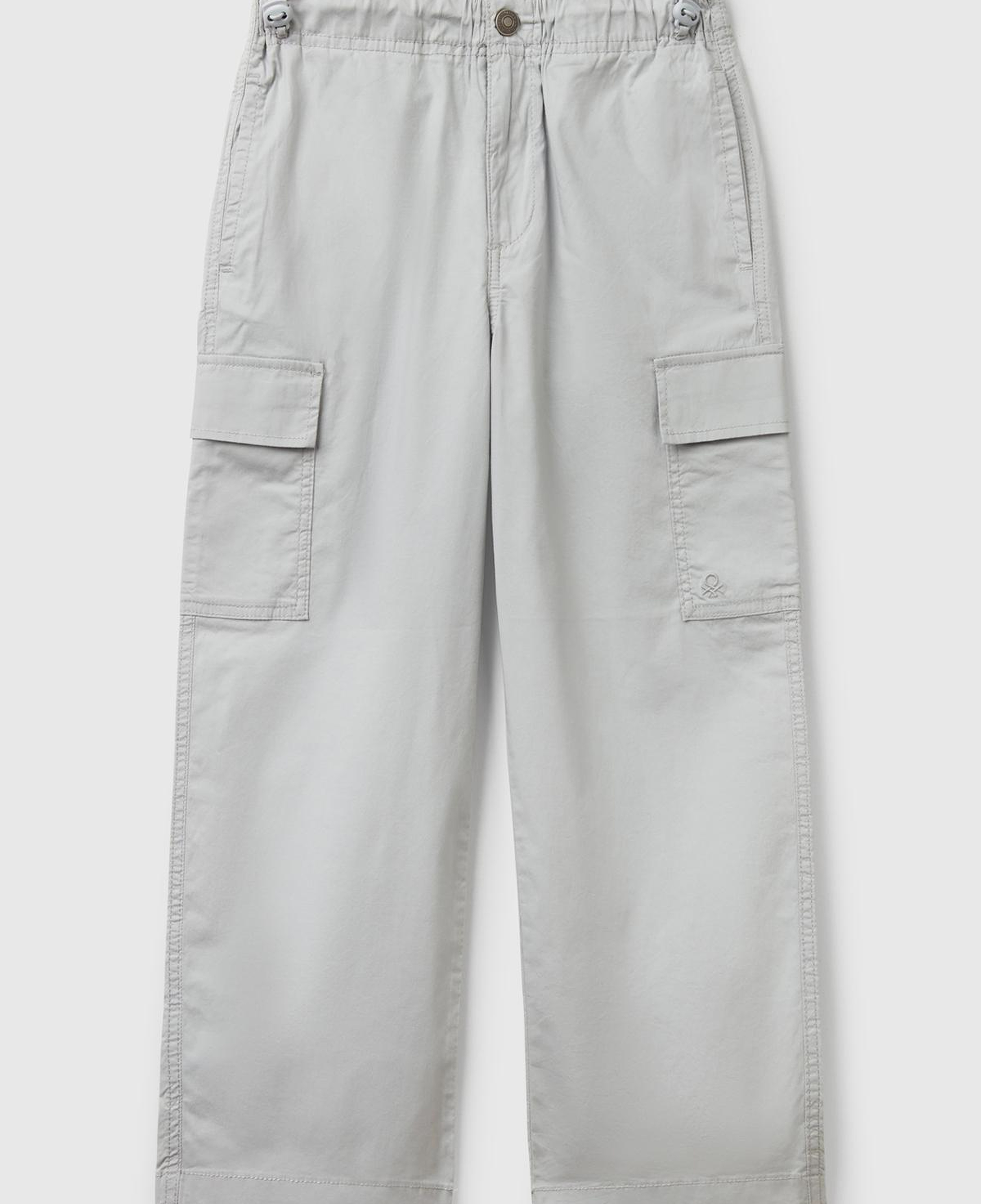 Erkek Çocuk Gri Melanj Logo Detaylı Paraşüt Pantolon