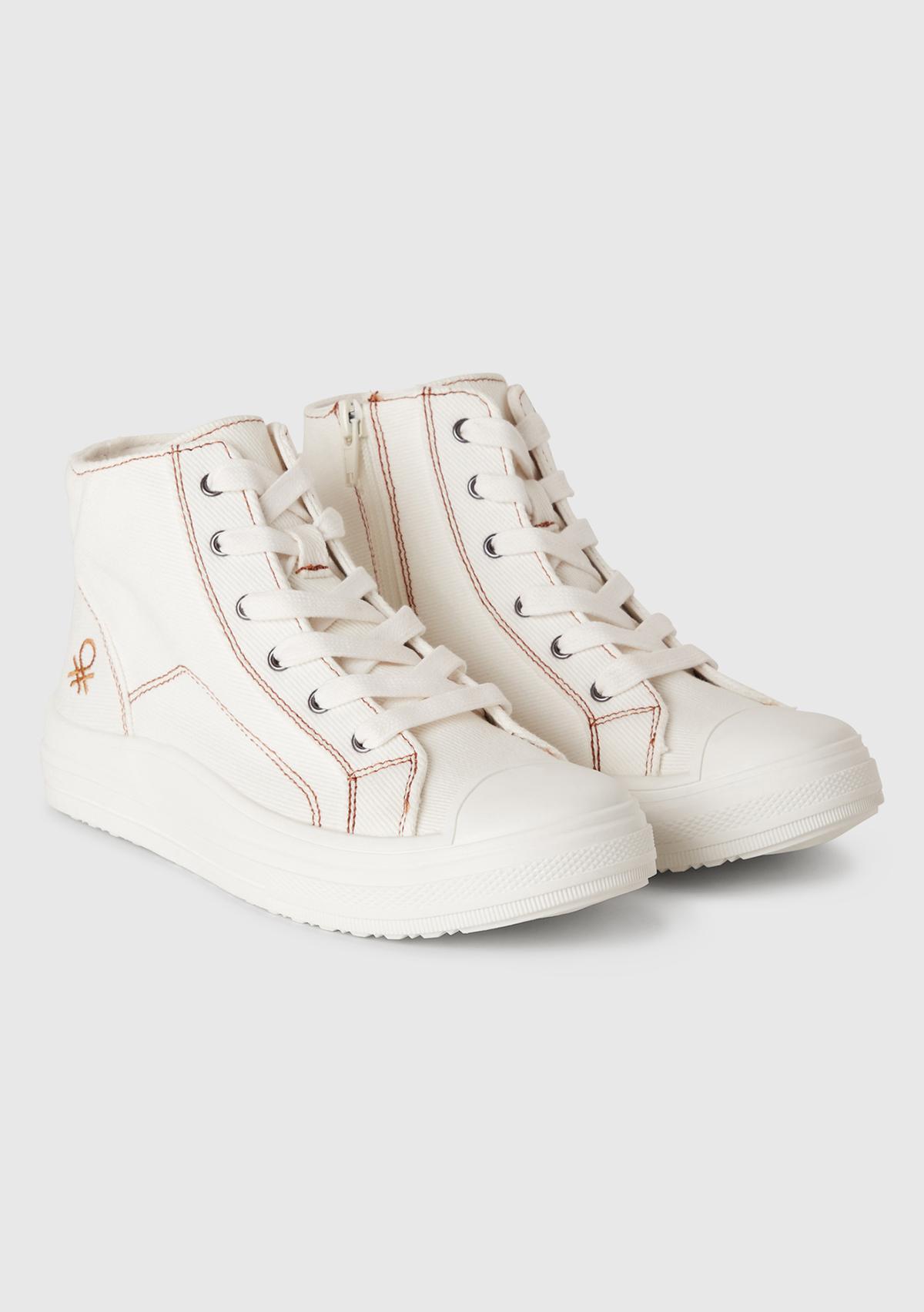 Erkek Çocuk Beyaz Logo Detaylı Sneaker
