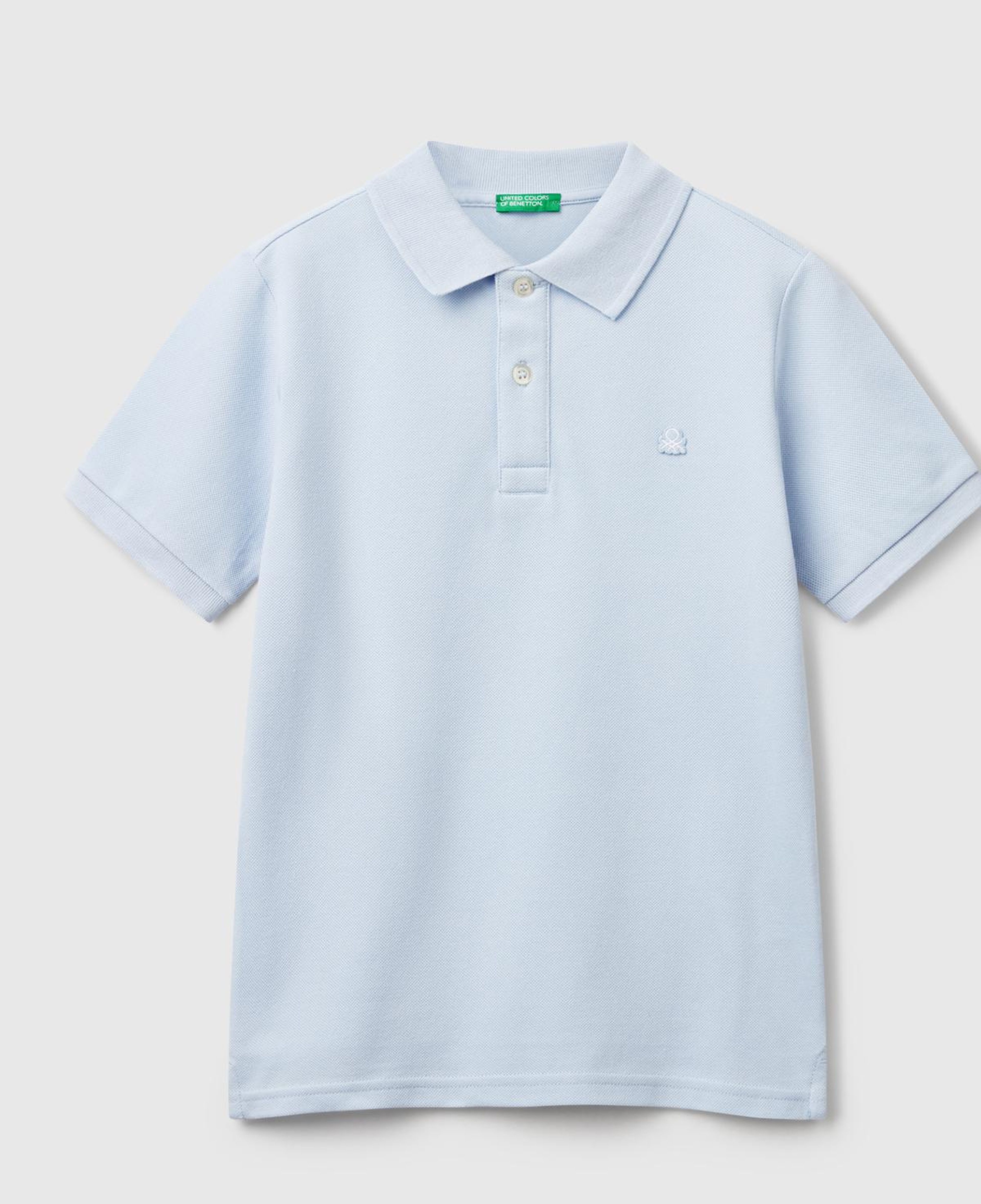 Erkek Çocuk Toz Mavi Logolu Pike Polo T-Shirt