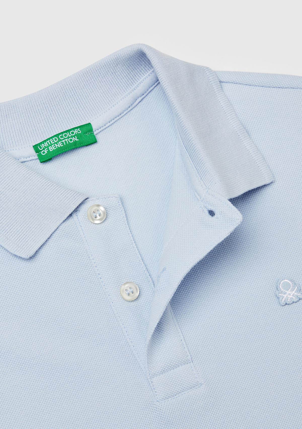 Erkek Çocuk Toz Mavi Logolu Pike Polo T-Shirt
