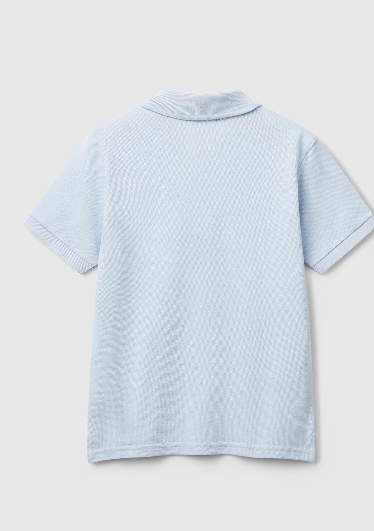 Erkek Çocuk Toz Mavi Logolu Pike Polo T-Shirt