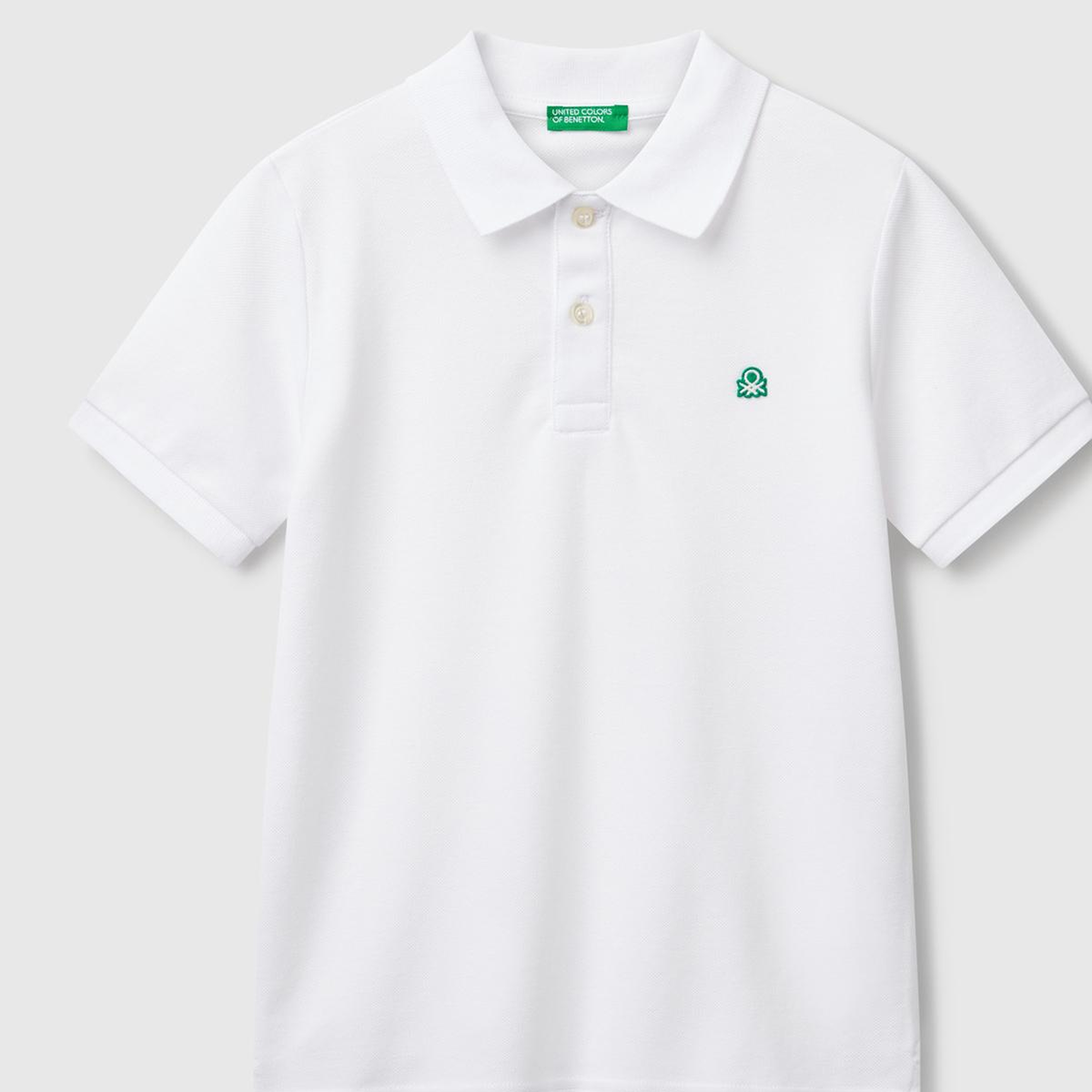 Erkek Çocuk Beyaz Logolu Pike Polo T-Shirt