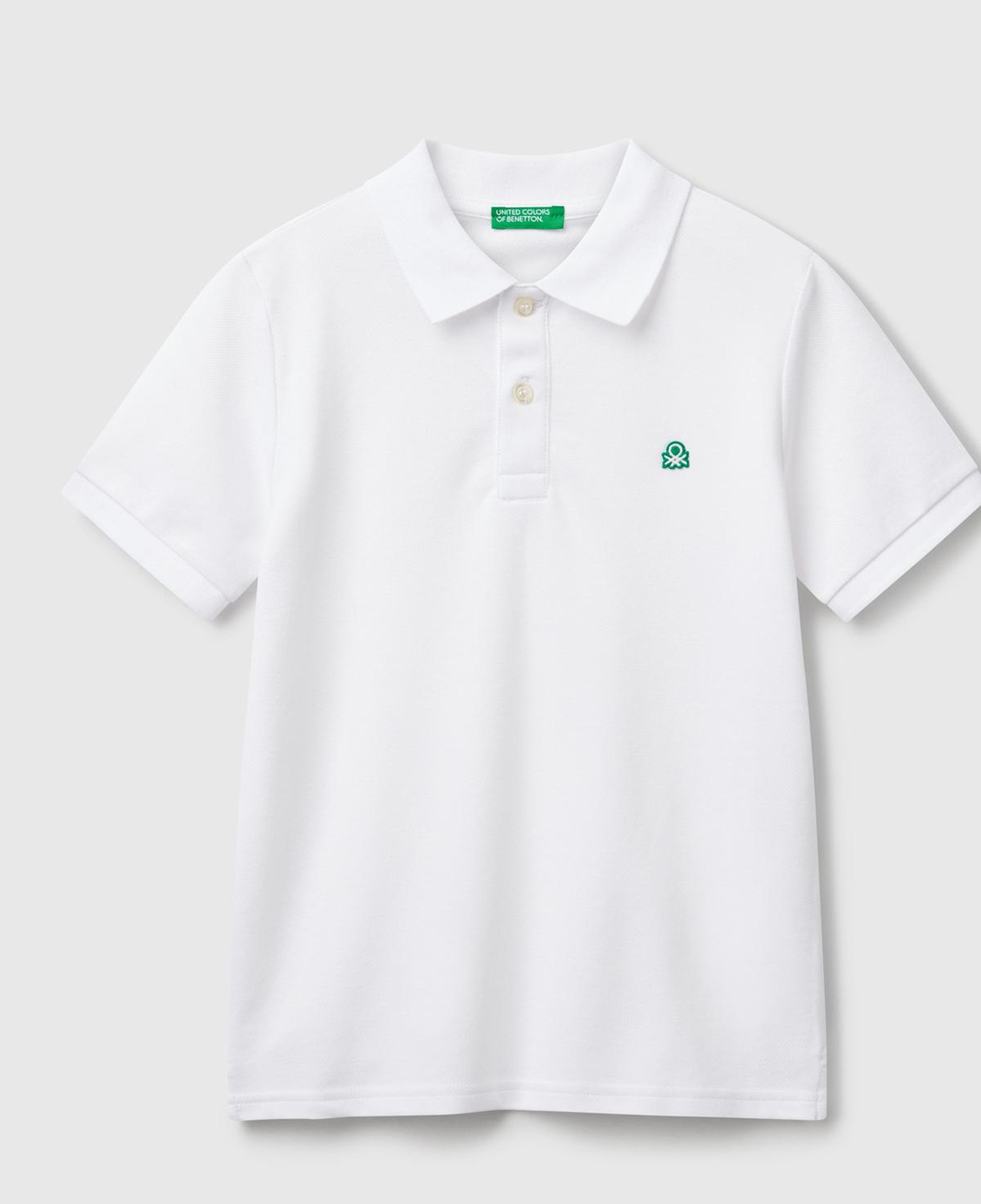 Erkek Çocuk Beyaz Logolu Pike Polo T-Shirt