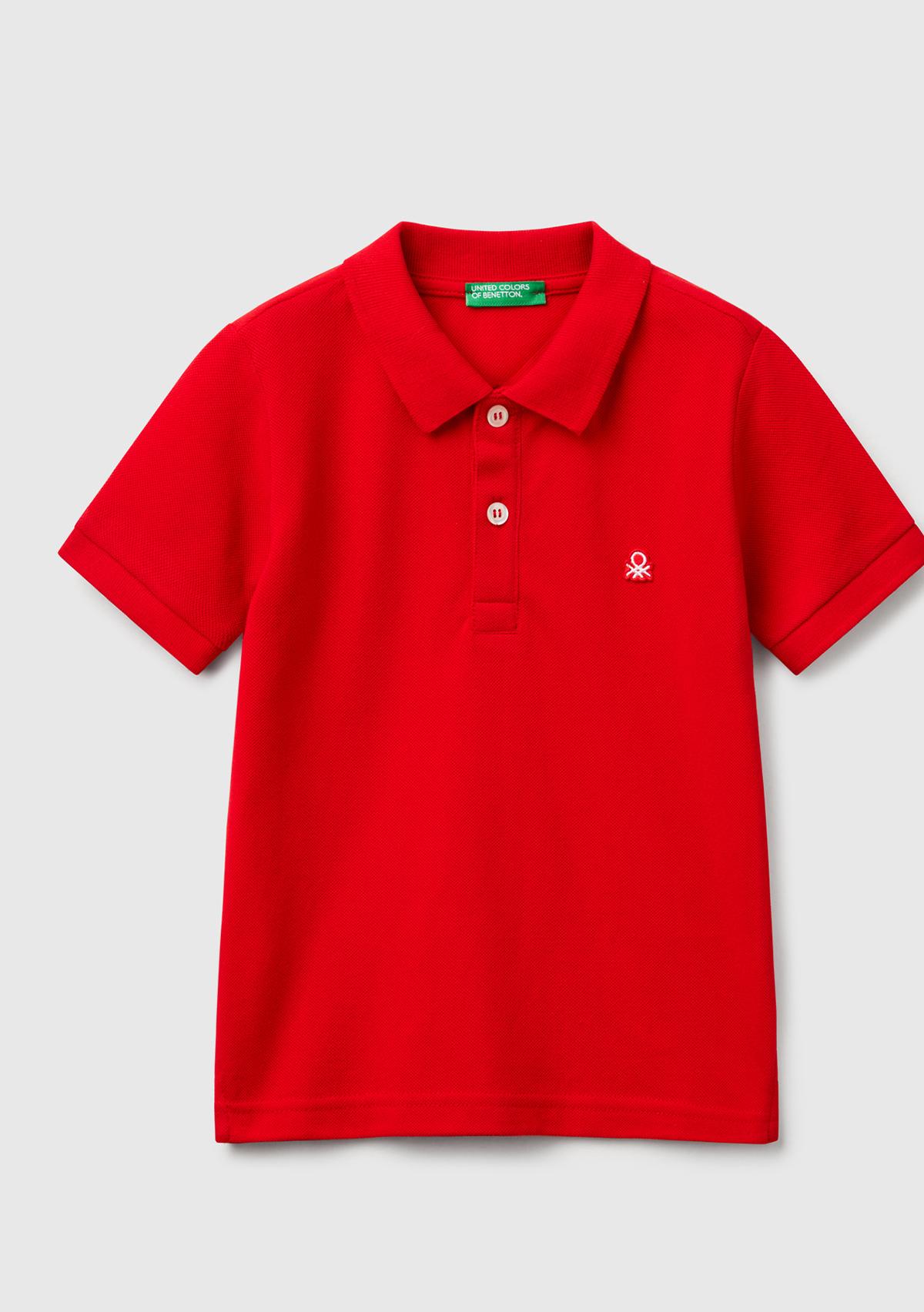 Erkek Çocuk Kırmızı Logolu Pike Polo T-Shirt