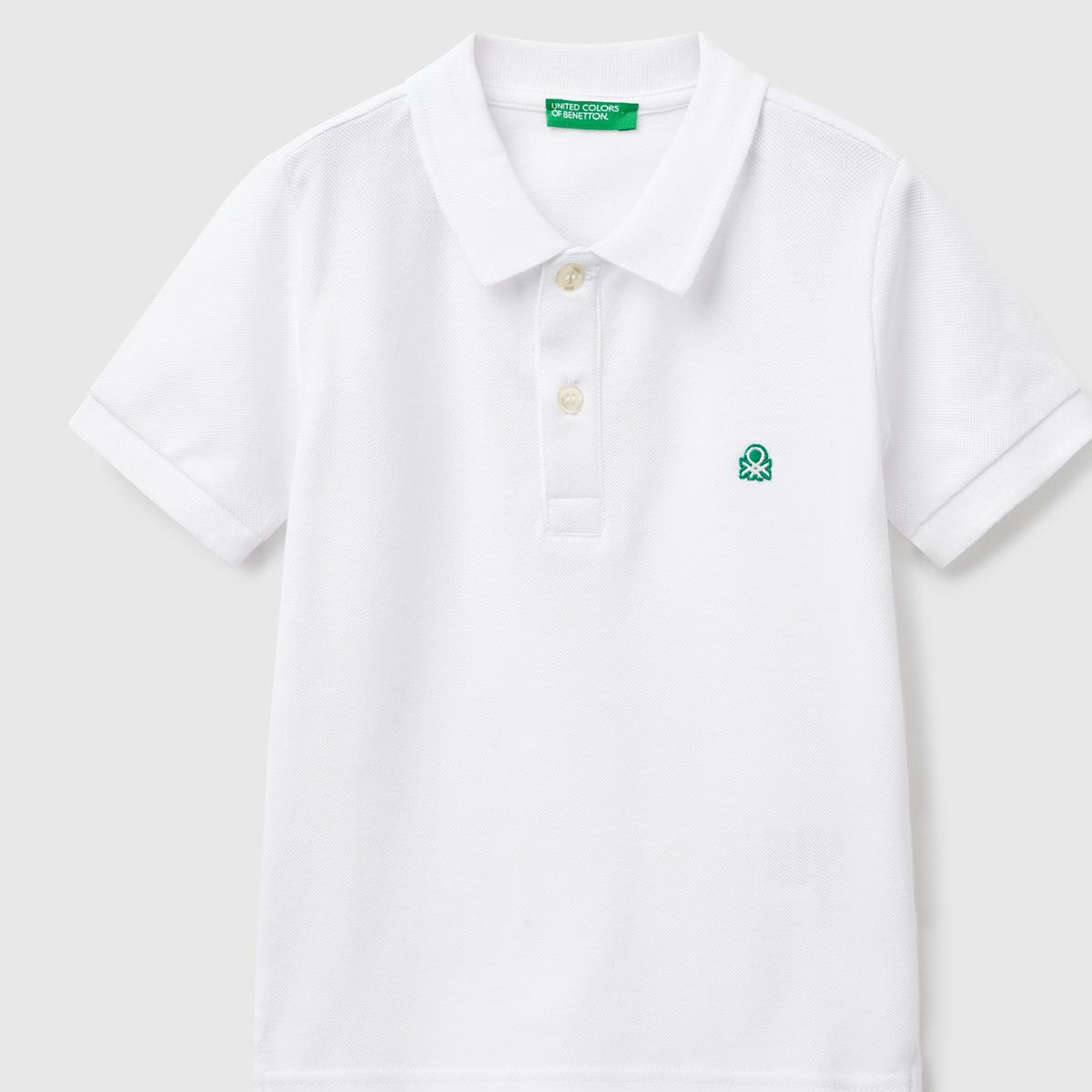 Erkek Çocuk Beyaz Logolu Pike Polo T-Shirt